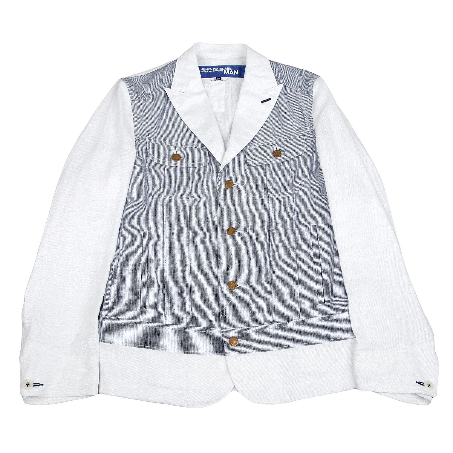 Junya Watanabe Hickory G-Jacket with Linen Switch in Blue and White XS Size US XS / EU 42 / 0 - 1 Thumbnail