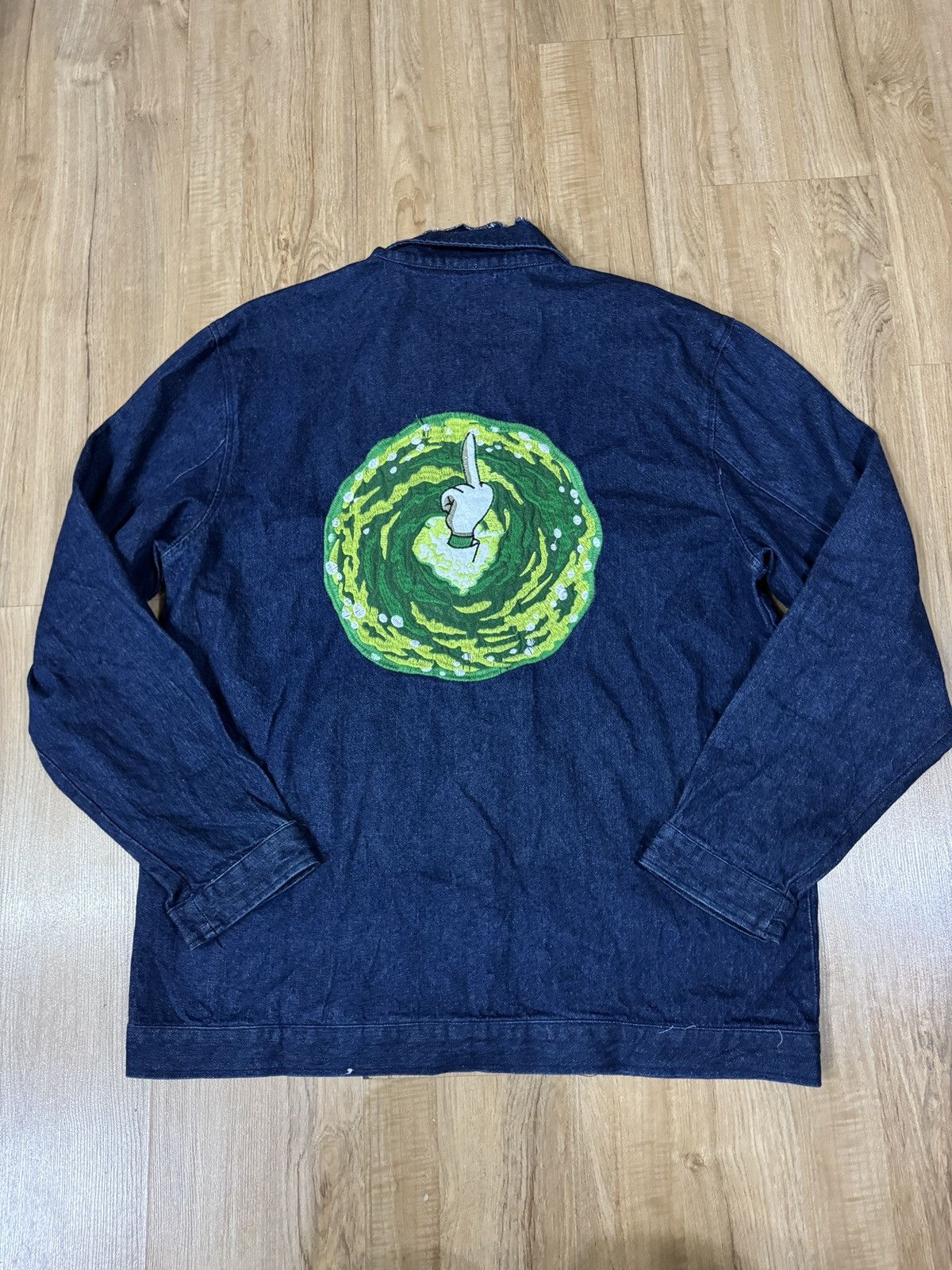 Cartoon Network Rick And Morty fuck finger embroidery denim jacket Size US XL / EU 56 / 4 - 5 Thumbnail