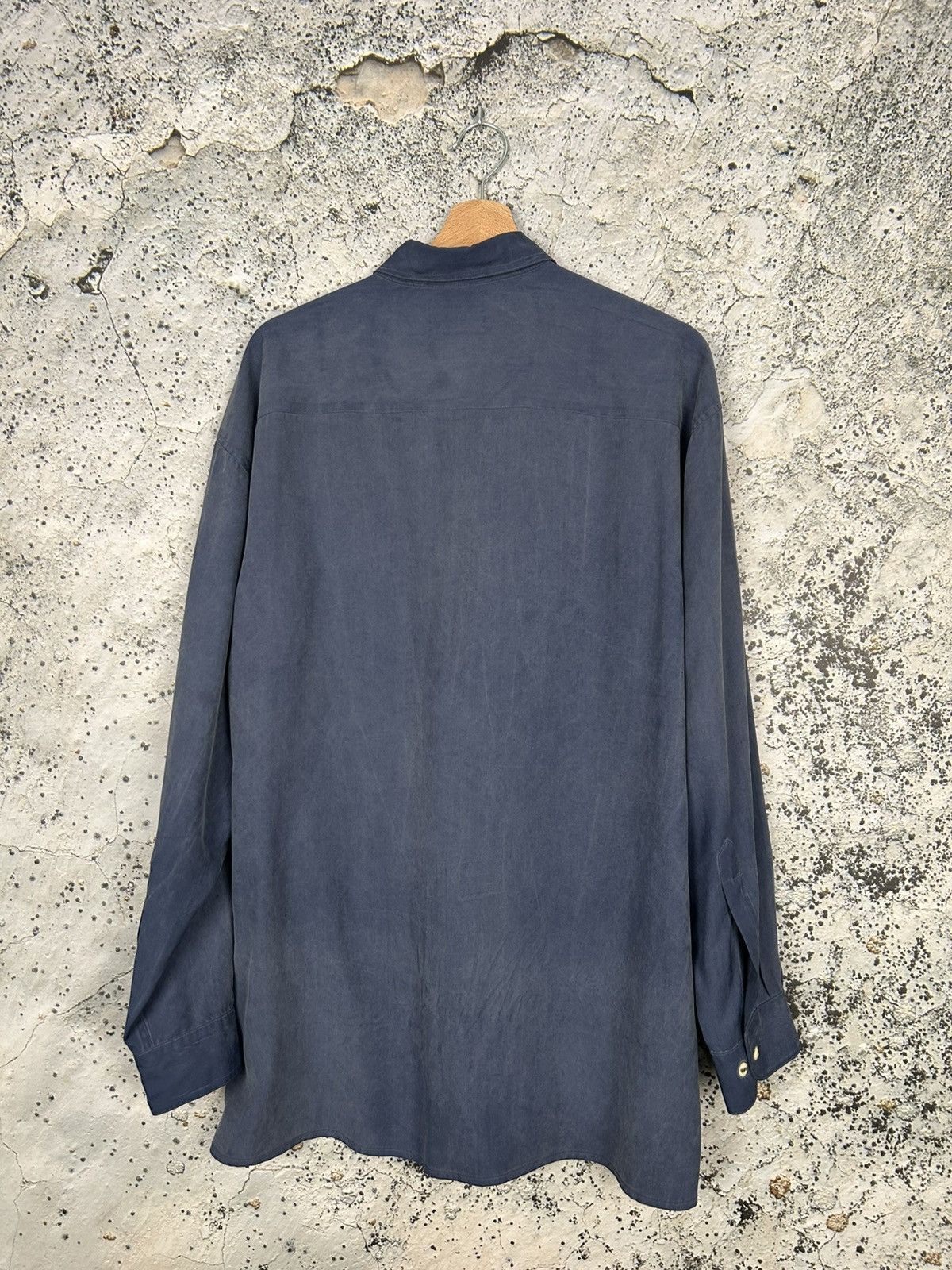 Vintage Vintage Silk Shirt Blue Avant Garde Japanese Alternative Size US L / EU 52-54 / 3 - 4 Thumbnail