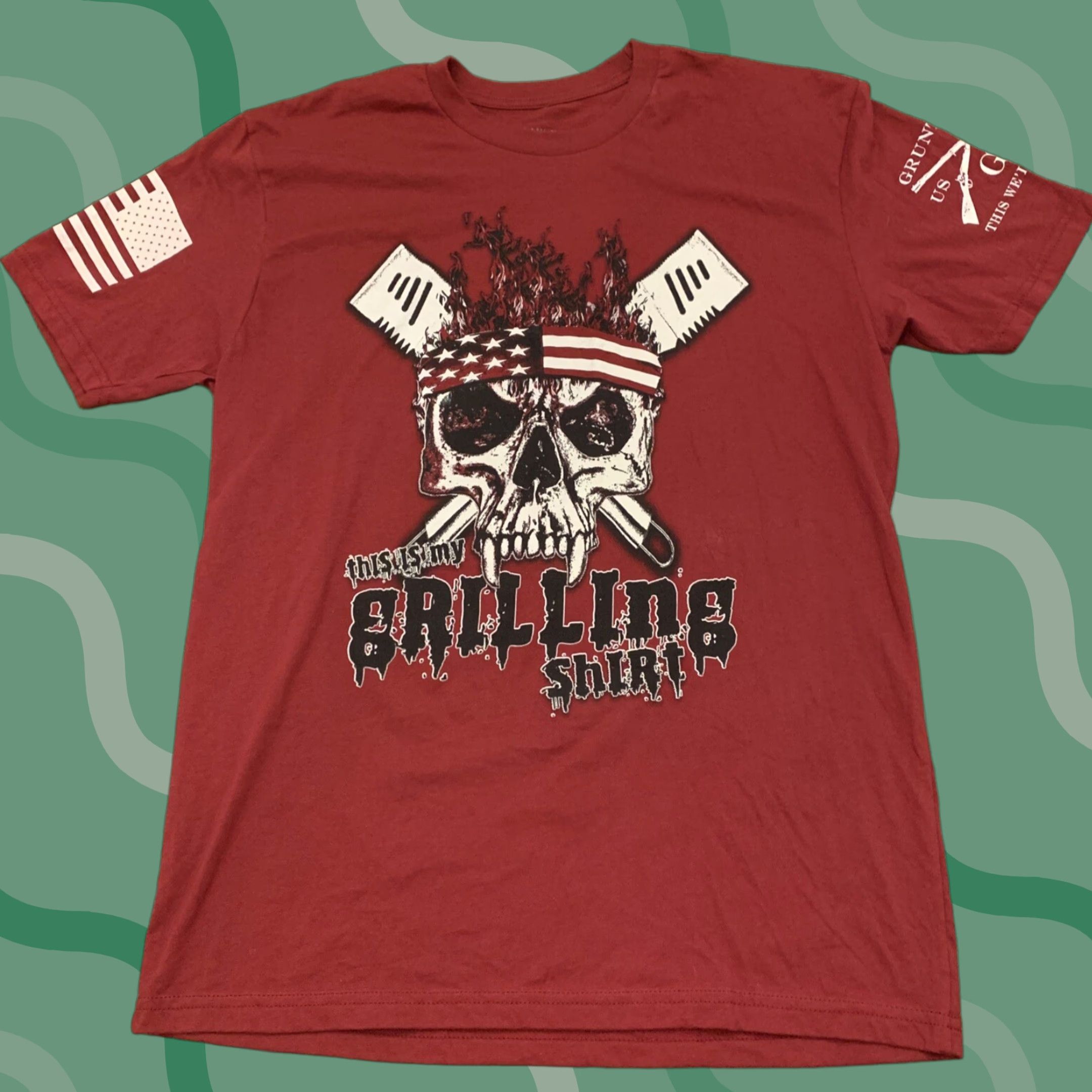 Vintage VINTAGE Grunt Style Grilling x Veteran Graphic T-Shirt Mens Large Red Military Patriotic Size US L / EU 52-54 / 3 - 1 Thumbnail