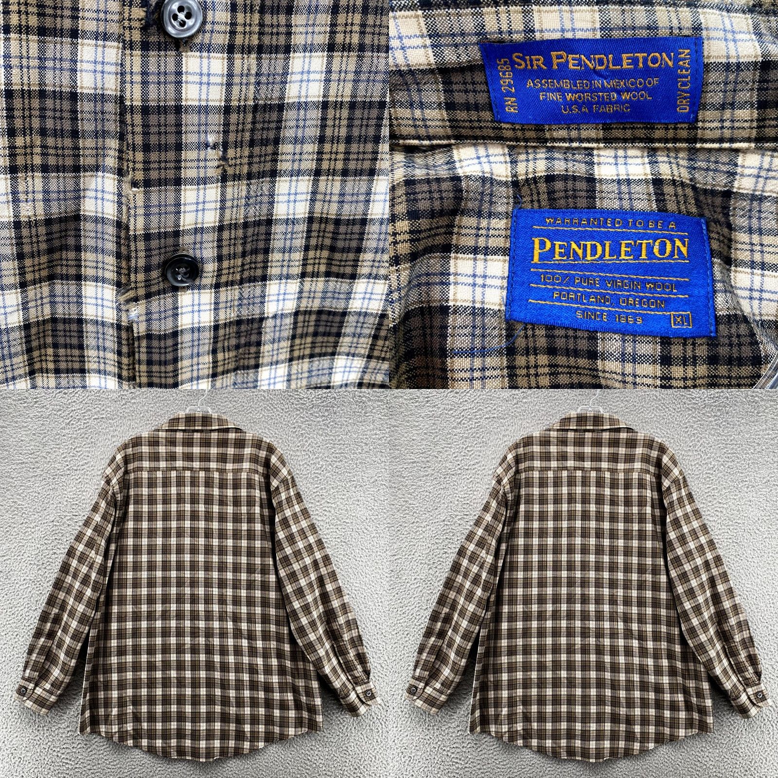 Pendleton VINTAGE Pendleton Shirt Men's XL Brown Plaid Wool Outdoor Workwear Academia Grunge 70s 90s Mens Size US XL / EU 56 / 4 - 8 Thumbnail
