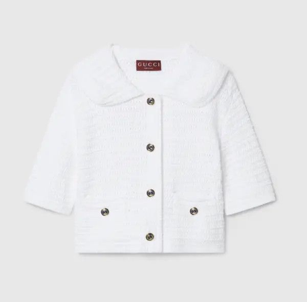 Gucci oc11z1125 Crochet Knit Cotton Button Up Top Polo Shirt White Size XS / US 0-2 / IT 36-38 - 4 Thumbnail