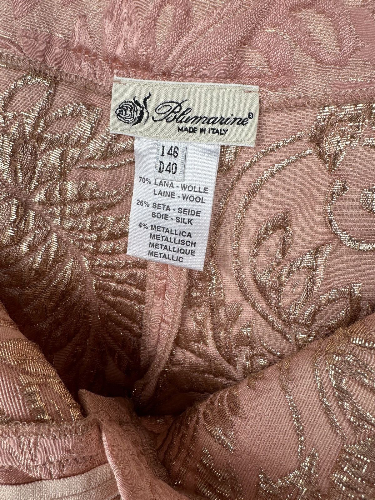 Blumarine BLUMARINE Wool Silk Floral Jacquard Pink Pants size 46 Size 32" / US 10 / IT 46 - 7 Thumbnail