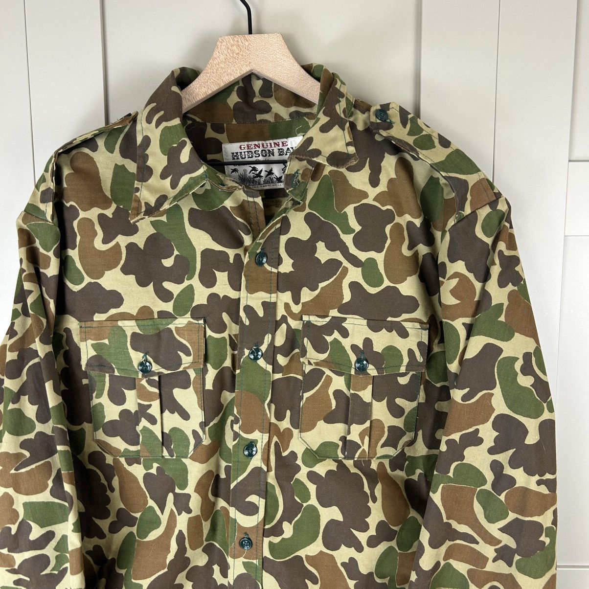 1980s Genuine Hudson Bay Duck Camo Shirt Jacket Windbreaker