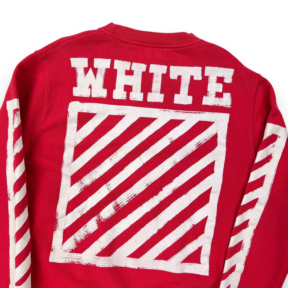 Off White Off White Red Brushed Diagonal Sweatshirt Grailed