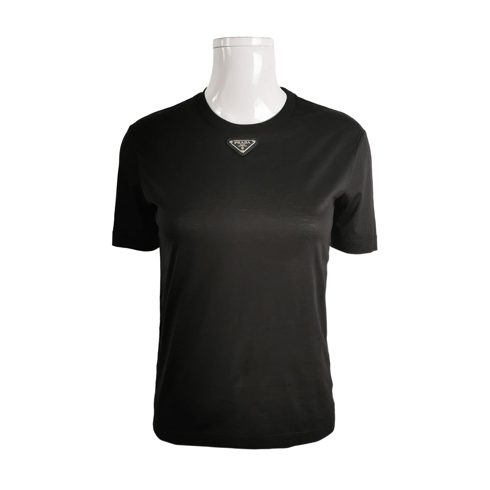 Prada Prada Black Cotton Logo T-Shirt XXS - dmc Size XXS / US 00 / IT 34 - 1 Thumbnail
