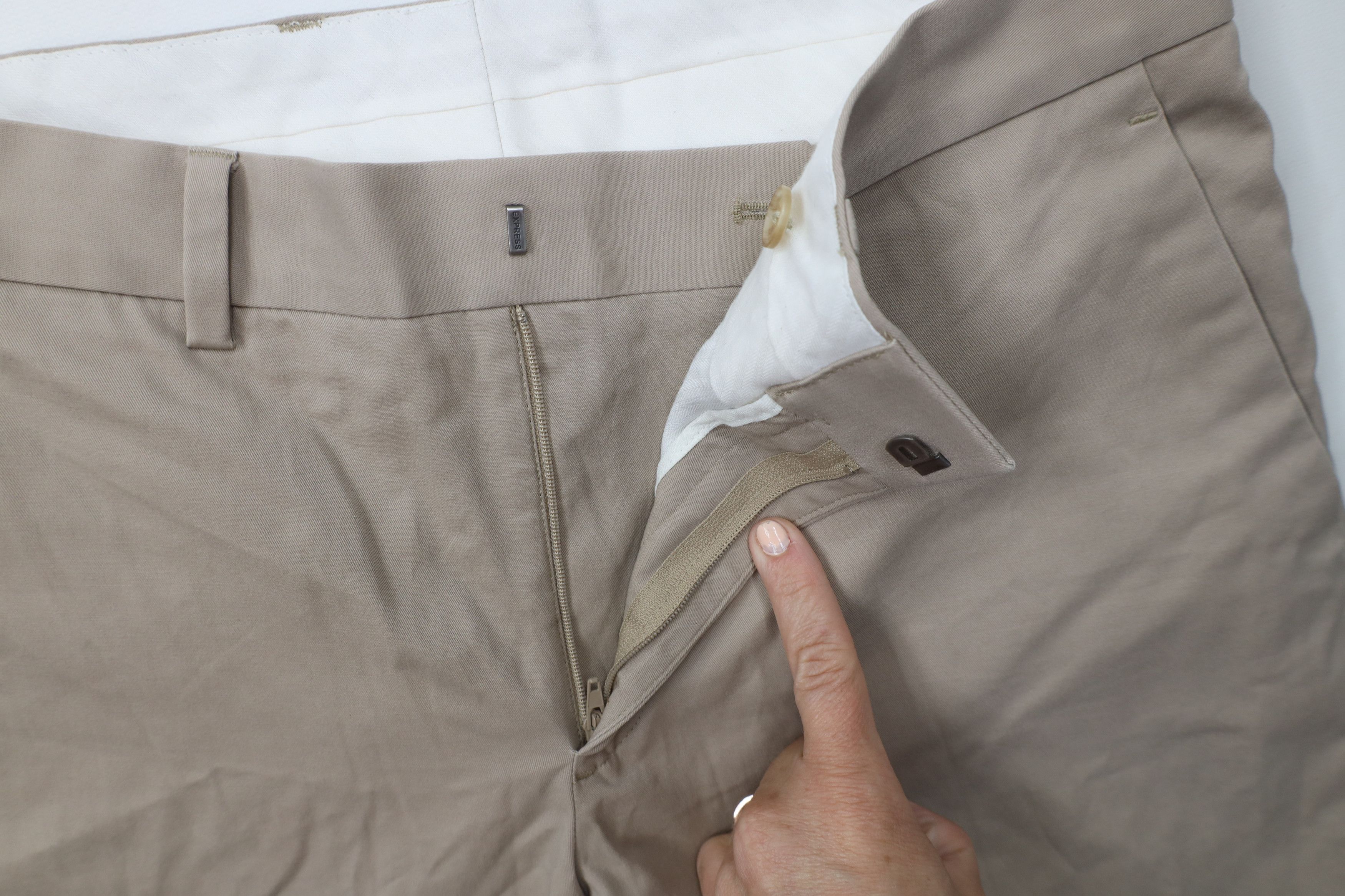 Express Express Agent Stretch Wide Leg Chino Pants Trousers Beige Size US 31 - 7 Thumbnail