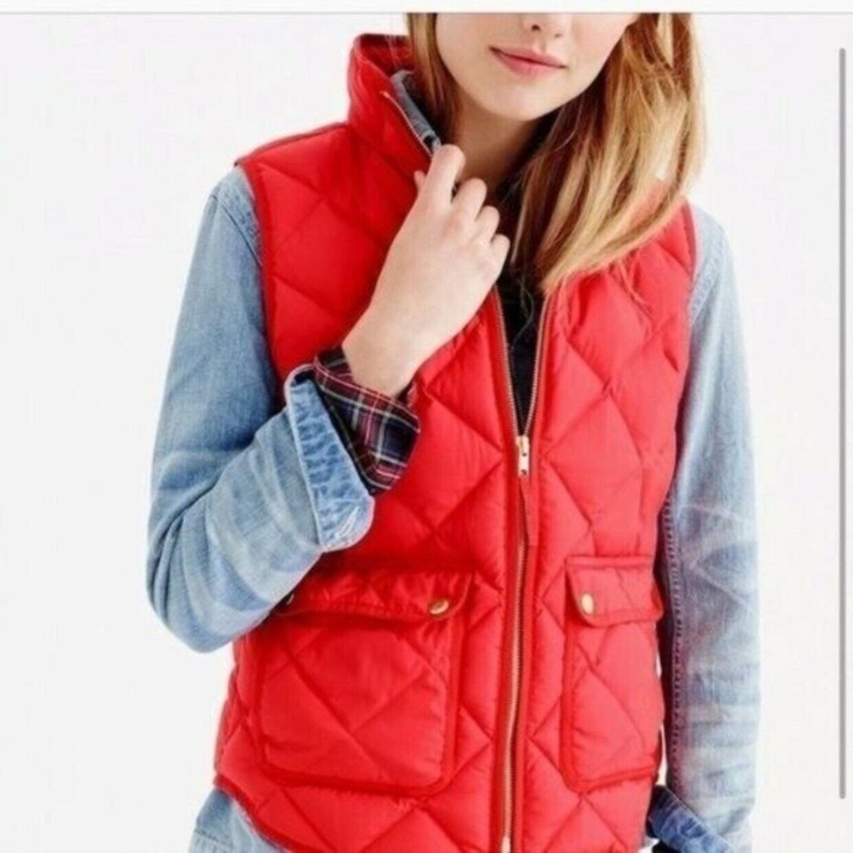 J.Crew J Crew Womens Vest Red Quilted Excursion Puffer Full Zip Dow Size XS / US 0-2 / IT 36-38 - 3 Thumbnail