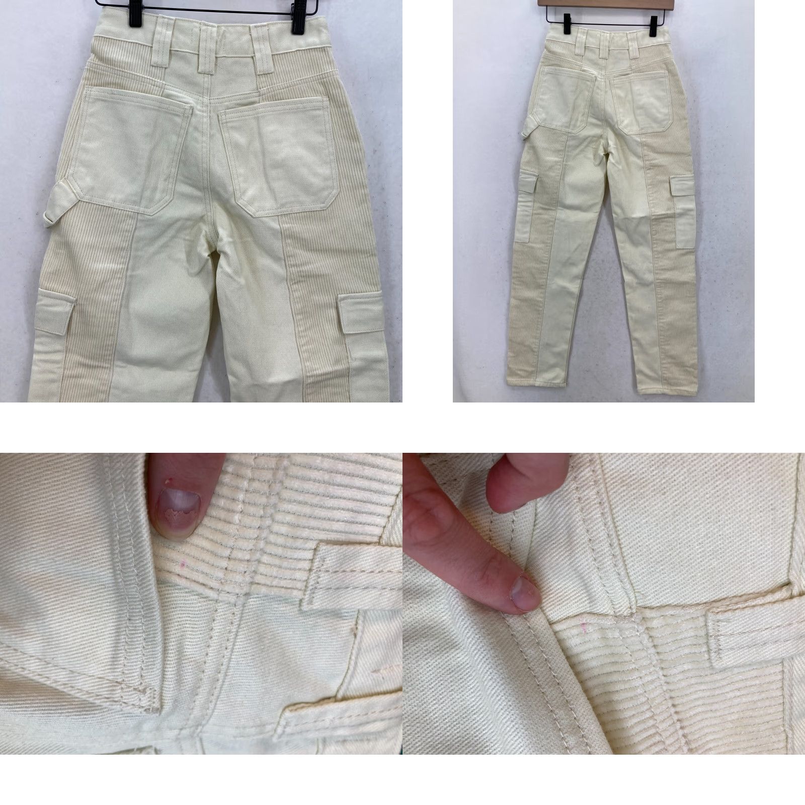Vintage Cali 1850 Los Angeles Corduroy Carpenter Pants Women's XS Beige Cargo Utility Pants Size 26" / US 2 / IT 38 - 10 Thumbnail