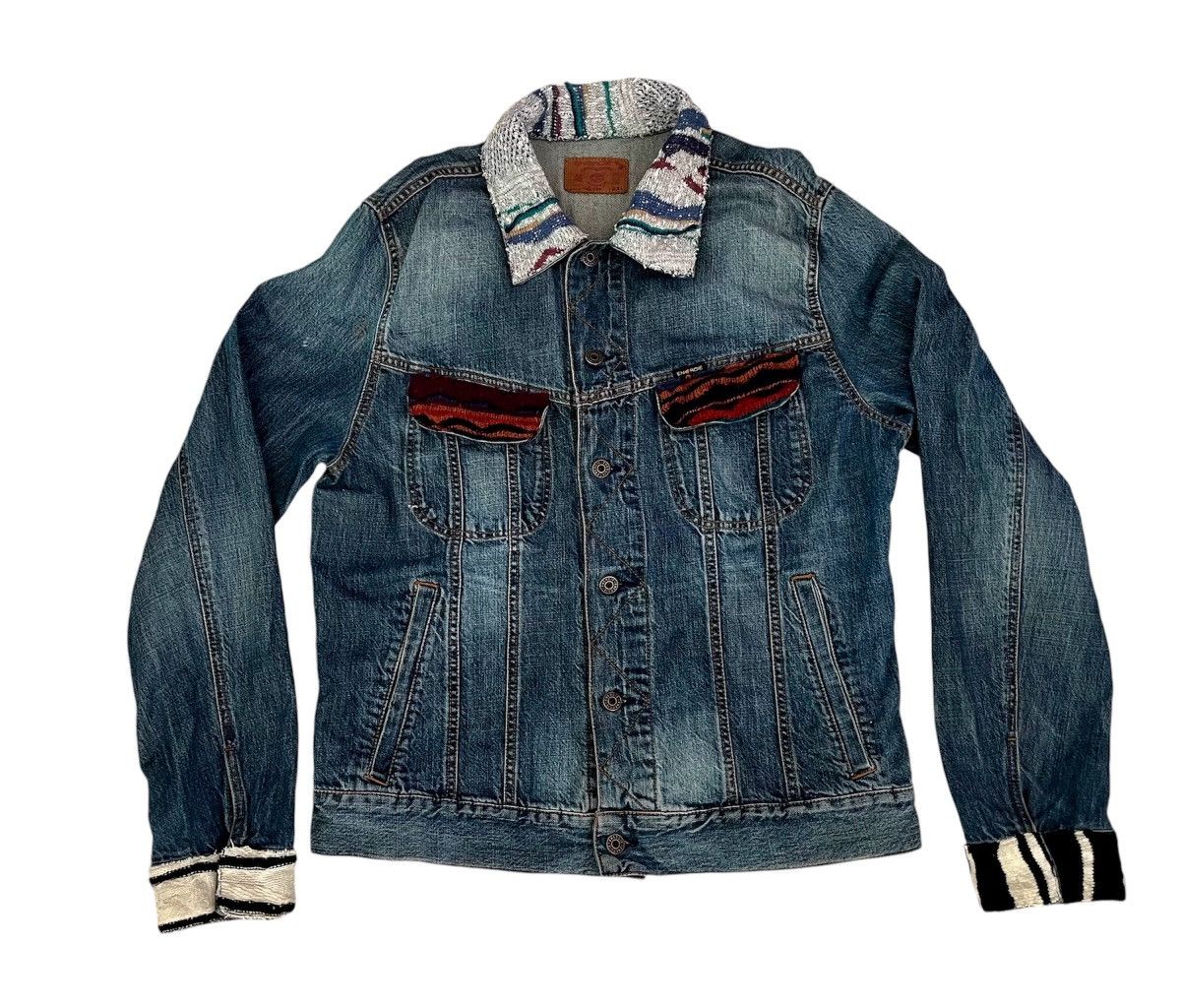 Energie Vintage 90s Energie Coogi Style Denim Jacket Made In Italy Size US XL / EU 56 / 4 - 3 Thumbnail