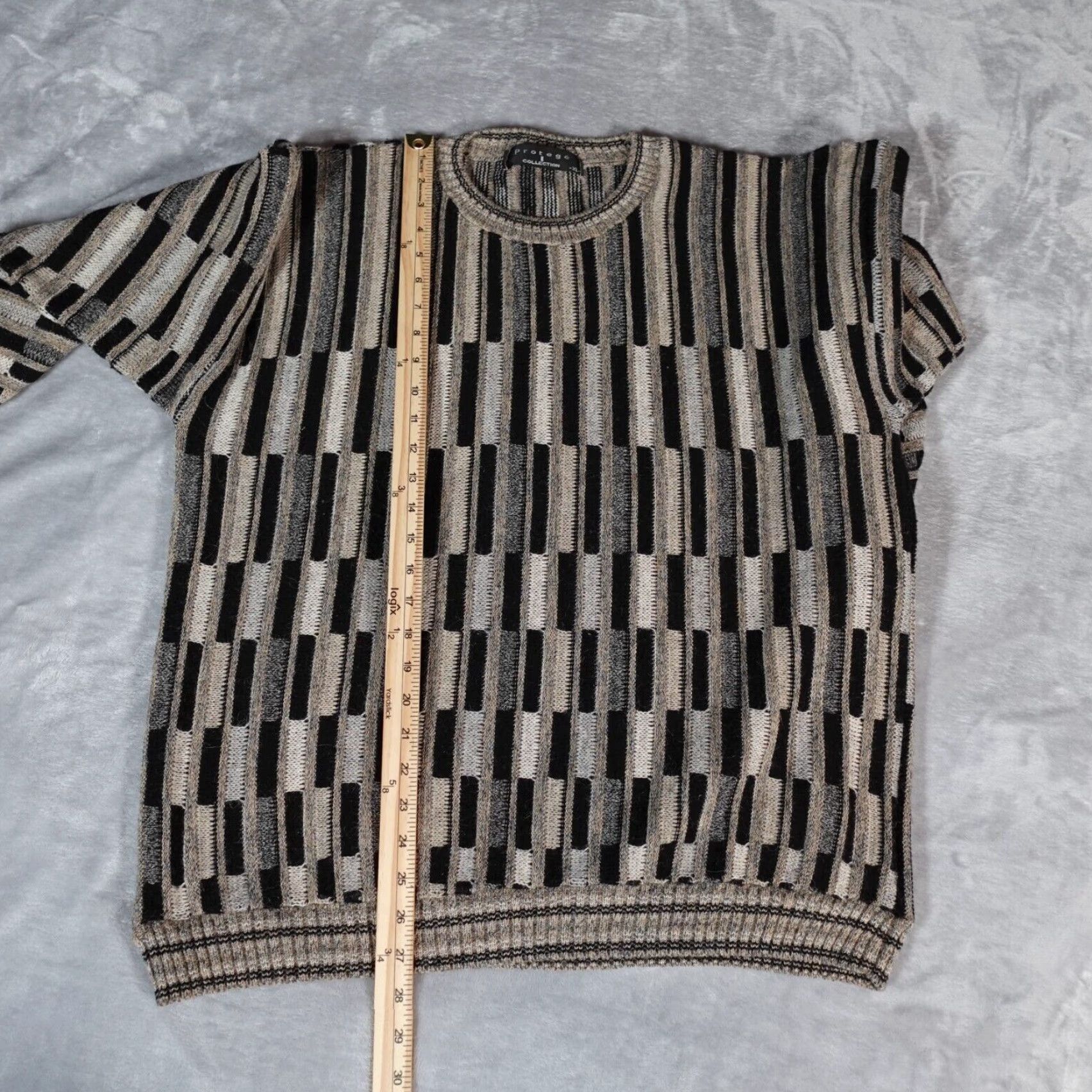 Vintage VINTAGE Protege Geometric Knit Sweater Mens XL Beige Wool Blend USA 90s Pullover Crew Neck *Note: keep original words only; no additions* Size US XL / EU 56 / 4 - 6 Thumbnail