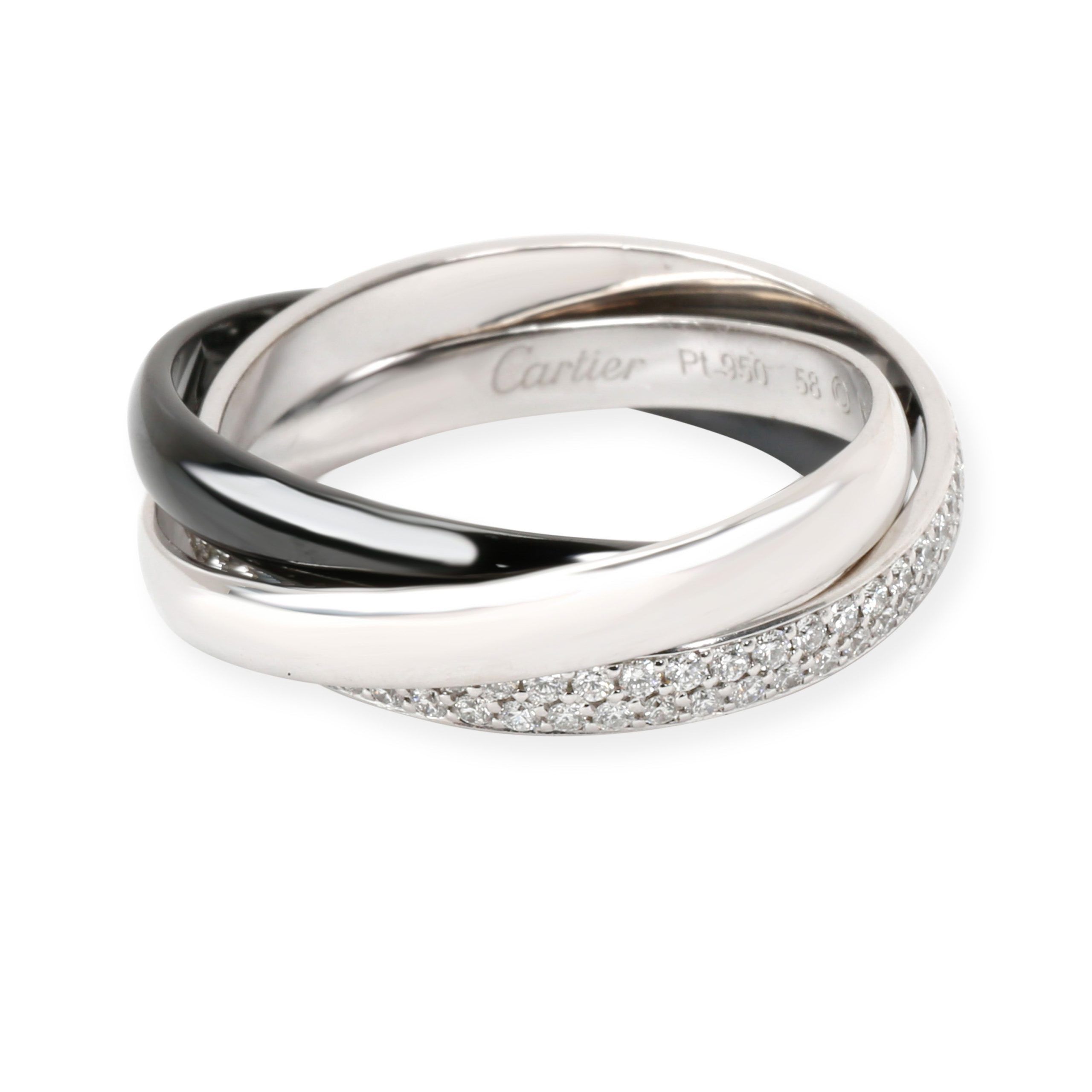 image of Cartier Trinity Diamond Fashion Ring In 18K Platinum/white Gold 0.45 Ctw, Women's