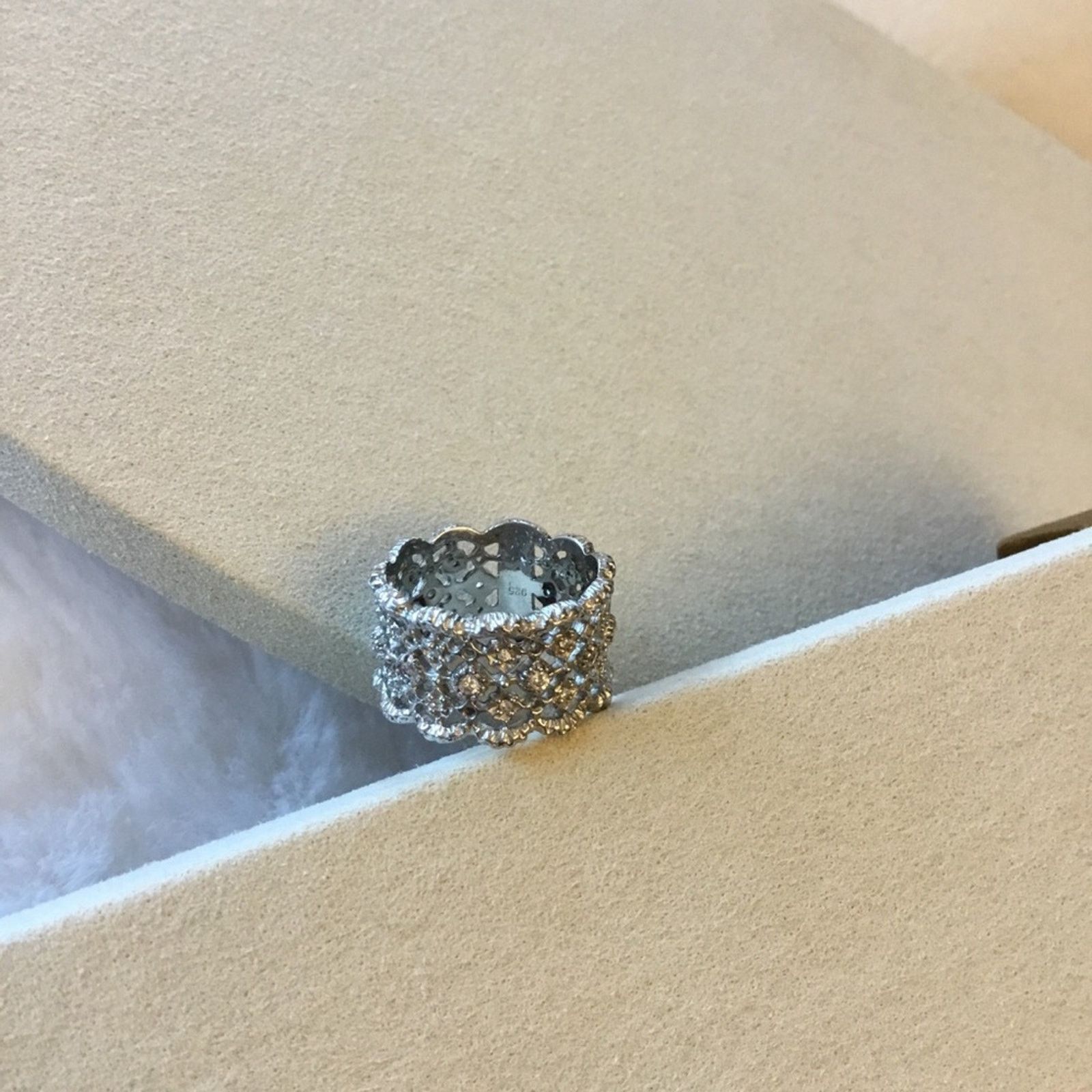 Other Sterling Silver Elegant Three-Row Crystal Ring Size ONE SIZE - 6 Thumbnail