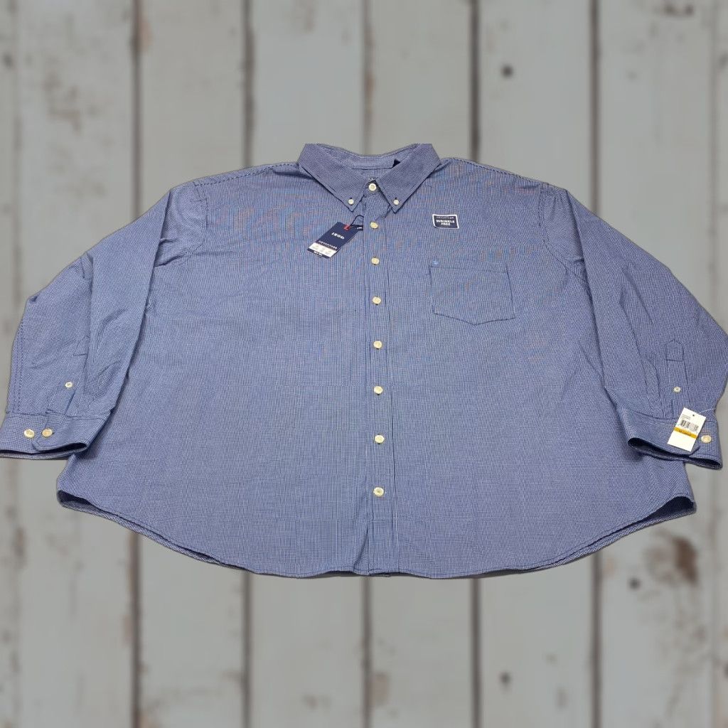Izod IZOD Advantage Performance Shirt Mens 4XL Blue Check Shirt Wrinkle Free Stretch NWT Size US XXL / EU 58 / 5 - 1 Thumbnail