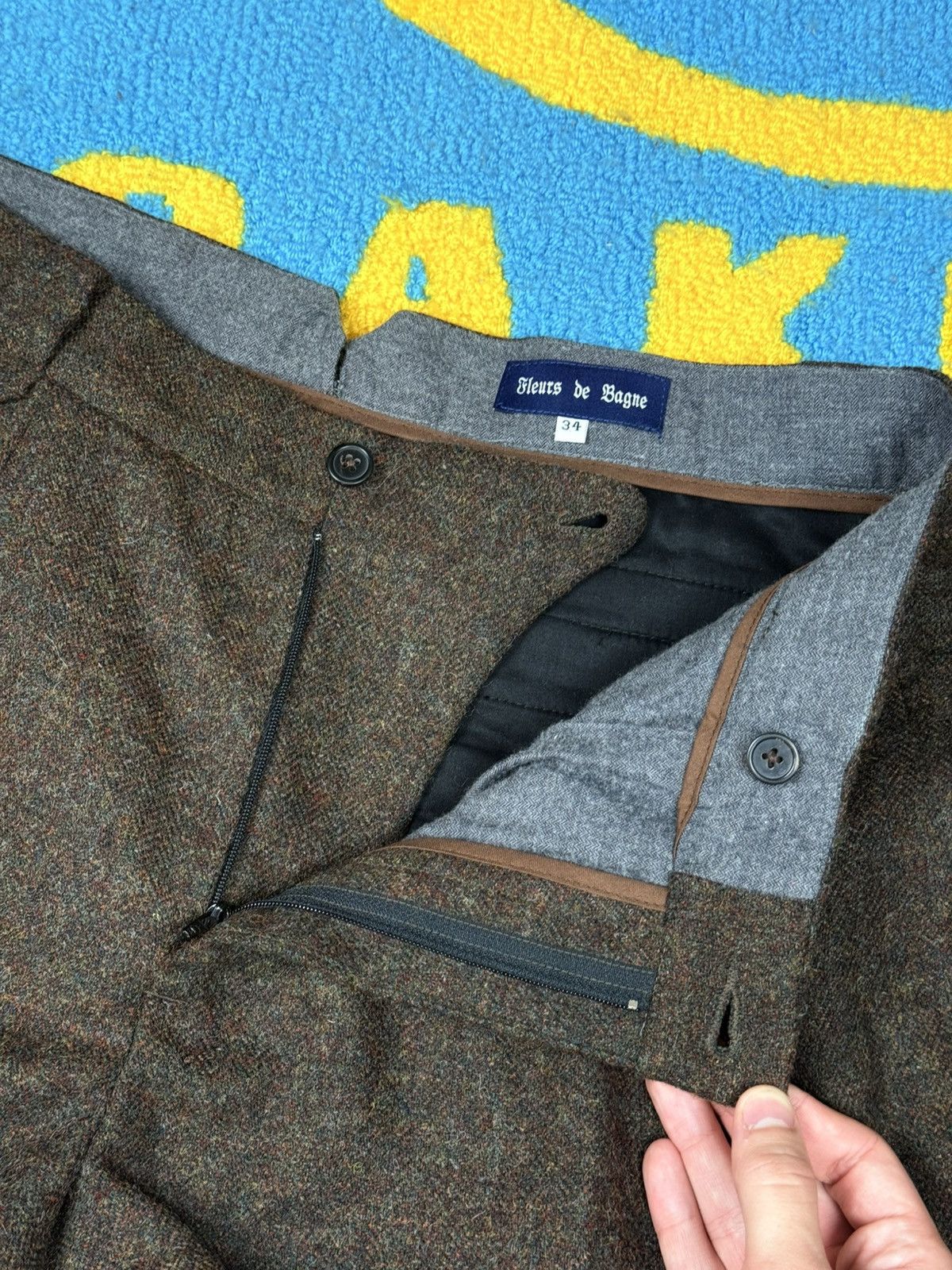 Fleurs de Bagne Wool Tweed Brown Trousers Pant