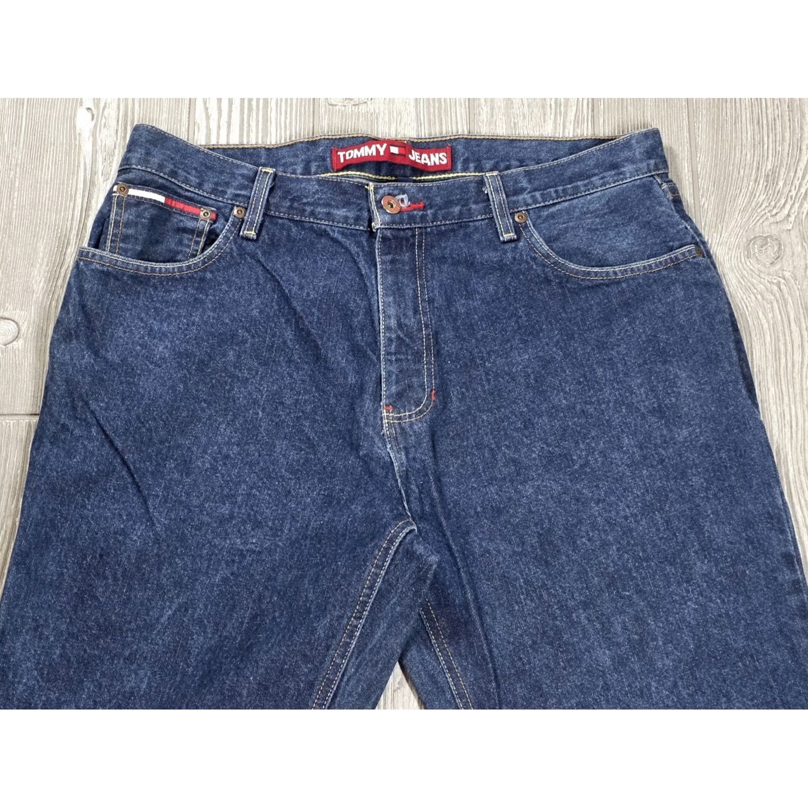 Tommy Hilfiger VTG Tommy Hilfiger Jeans Wide Leg Mens 34x32 Dark Flag 90s Grunge Hip Hop Jeans Boys? Size US 34 / EU 50 - 6 Thumbnail