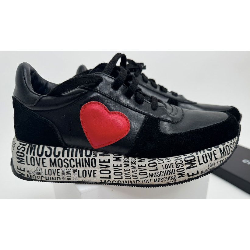 Moschino Love Moschino Heart Patch Platform Sneakers Black Size 8 Size US 8 / IT 38 - 11 Thumbnail