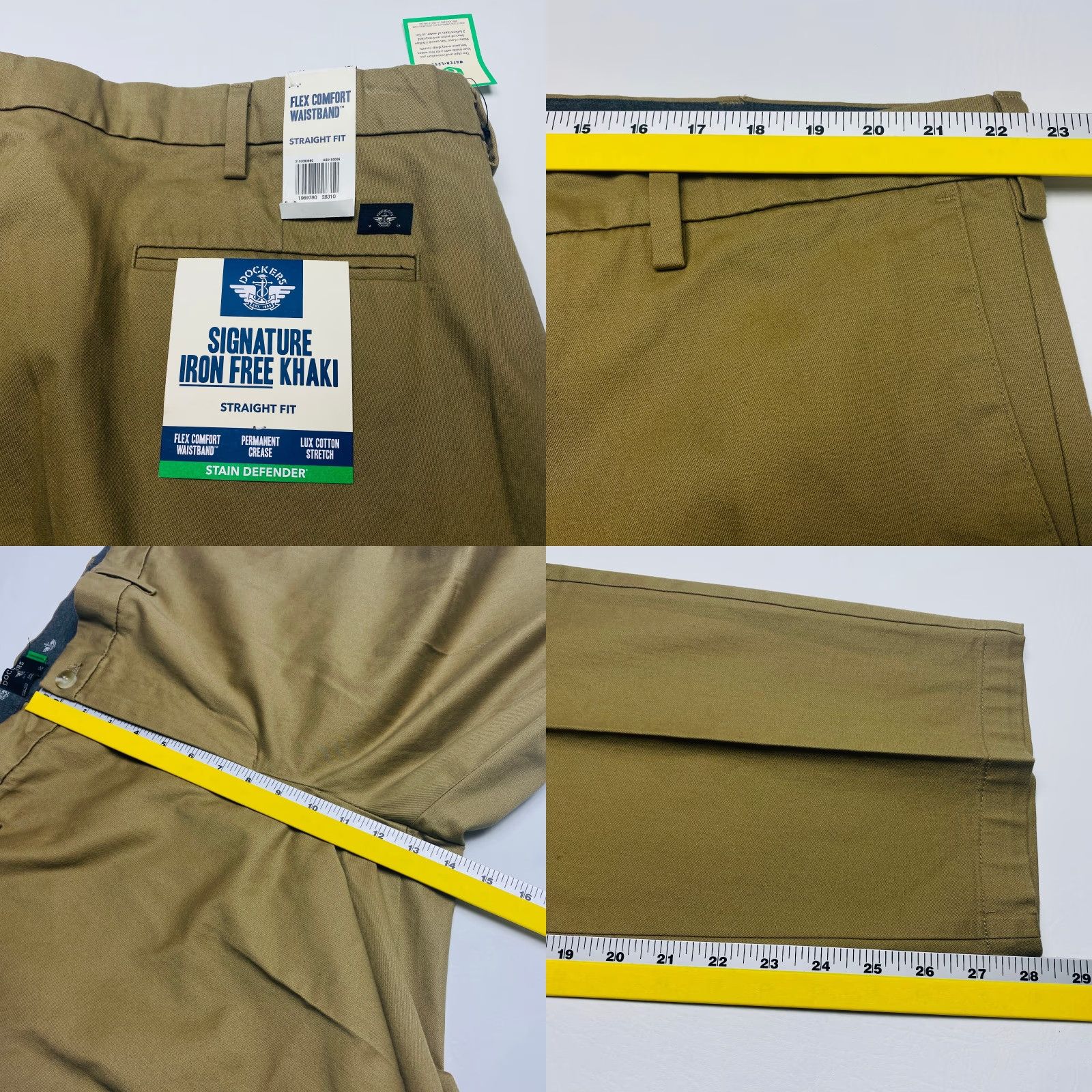 Dockers DOCKERS Signature Pants Men’s 44x30 Khaki Straight Fit No Iron Flex Comfort Wrinkle Resistant Easy Care Pockets Cotton Spandex City Preppy 90s Mens Size US 44 / EU 60 - 8 Thumbnail
