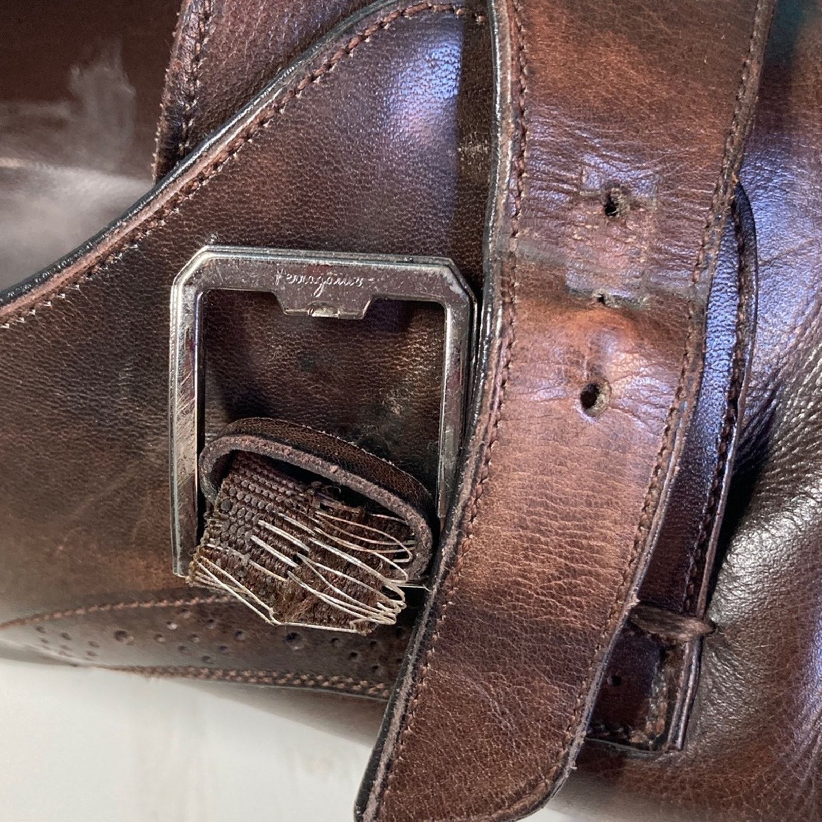 Salvatore Ferragamo Men’s Size 11 Ferragamo Shoes Brown Leather - FLAWS and WEAR Size US 11 / EU 44 - 10 Thumbnail