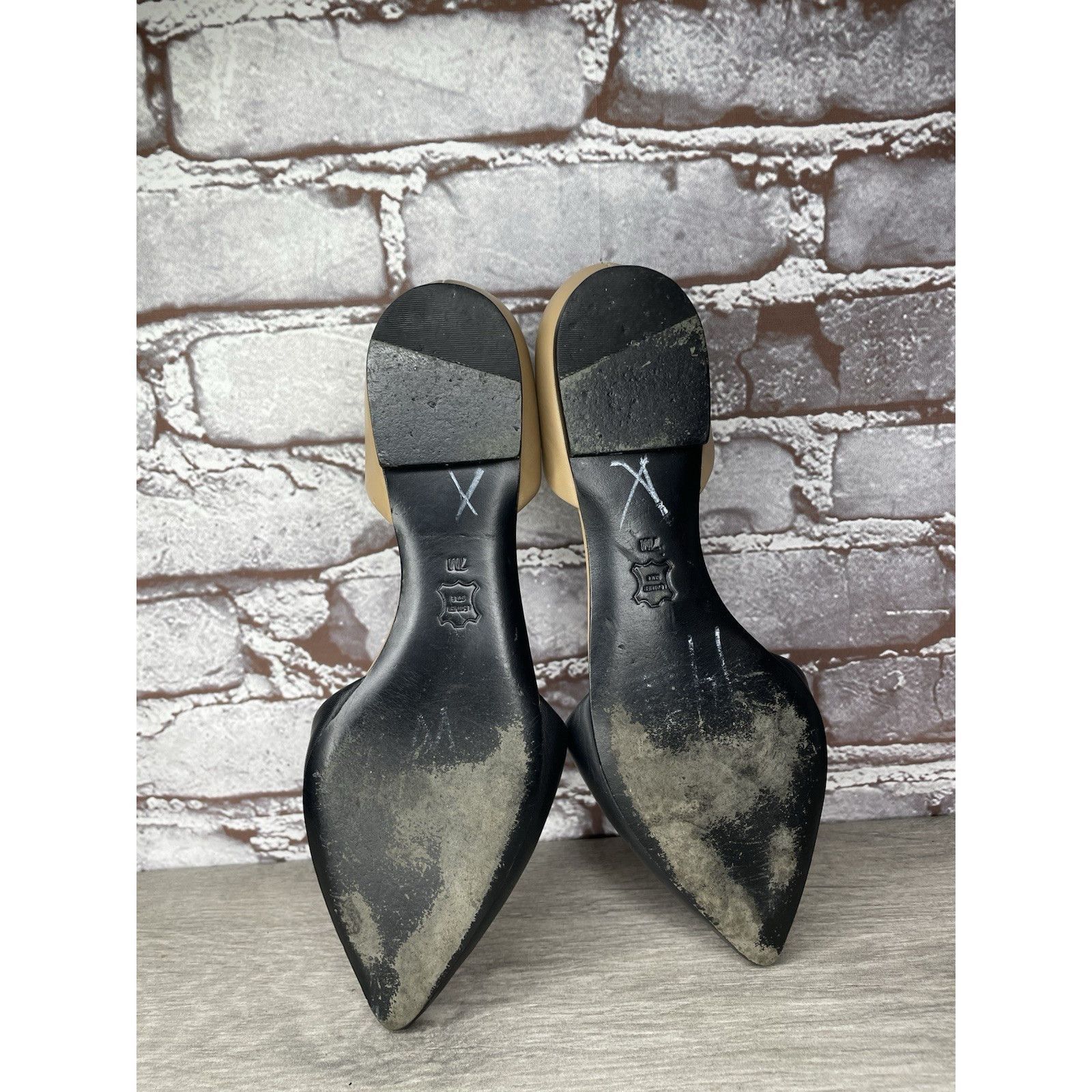 Tory Burch Tory Burch Viv D'Orsay Black Nude Leather Pointed Toe Flats Size US 7 / IT 37 - 9 Thumbnail