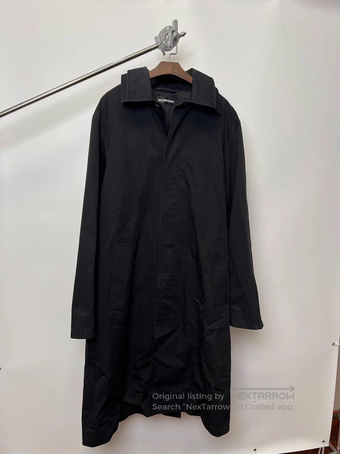 Balenciaga Black Long Coat with Collar and Pockets. Size US S / EU 44-46 / 1 - 2 Thumbnail