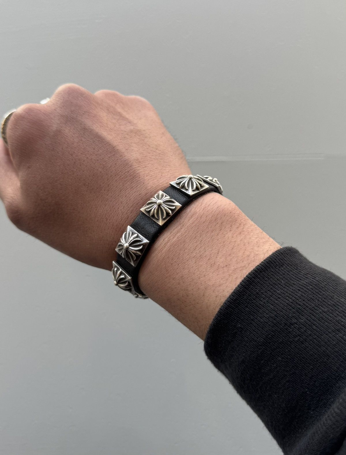Chrome Hearts Chrome Hearts silver plus leather bracelet Size ONE SIZE - 1 Thumbnail