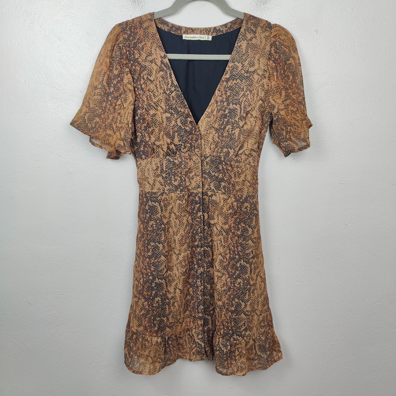 Abercrombie & Fitch Abercrombie & Fitch Dress Womens XS Brown Snake Print Size XS / US 0-2 / IT 36-38 - 1 Thumbnail