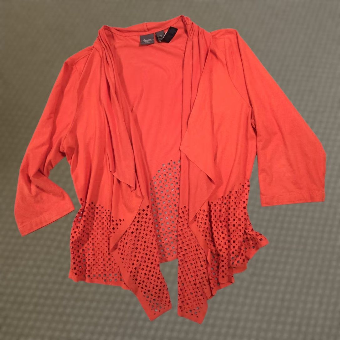 Vintage Chico's Cardigan Sweater Womens 3 Orange Open Front Lightweight Knit Cardigan Dressy-Casual Spring Travel Womens Size XS / US 0-2 / IT 36-38 - 1 Thumbnail