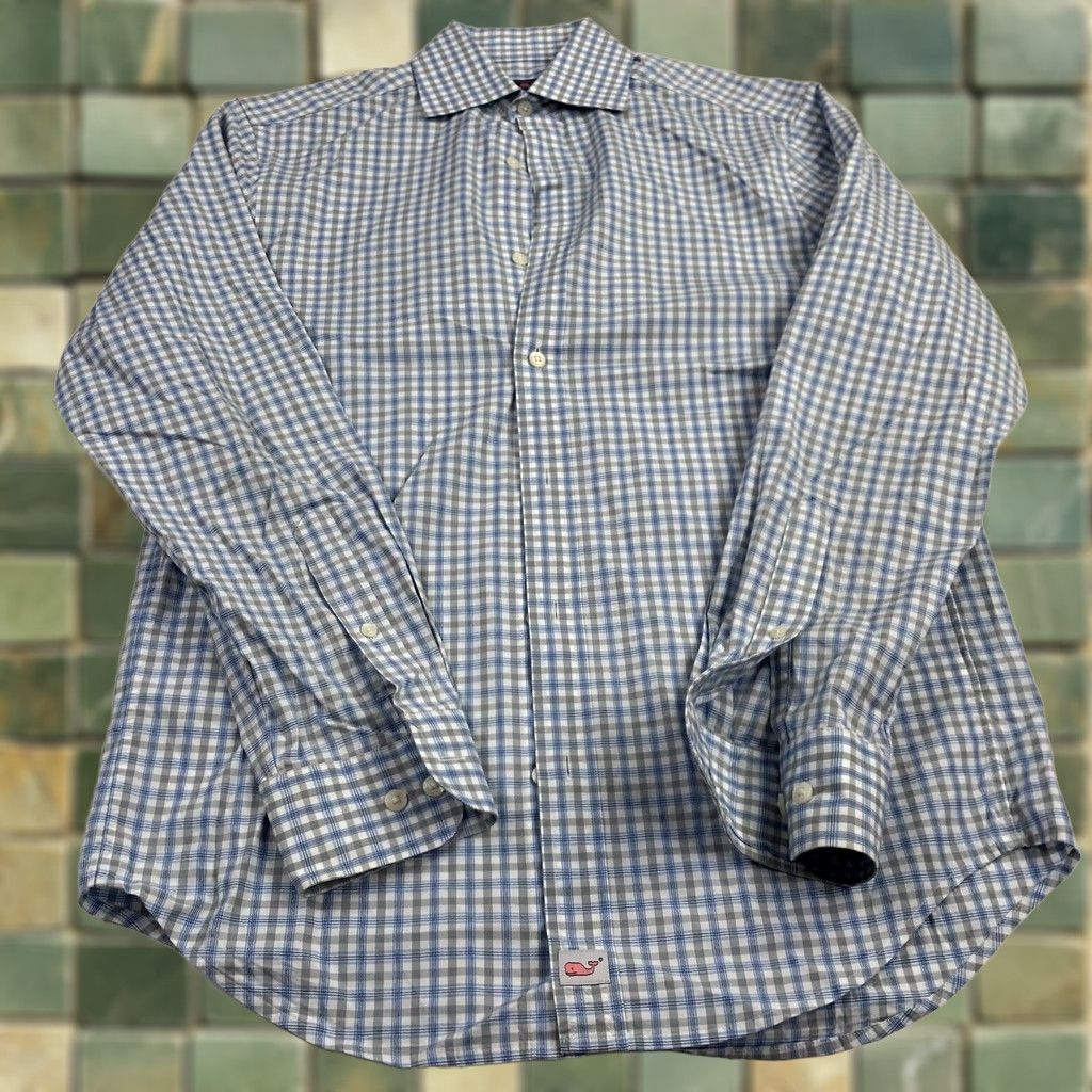 Vineyard Vines Vineyard Vines Burgee Shirt Men’s XS Blue White Plaid Classic Fit Button-Up Shirt Size US XS / EU 42 / 0 - 1 Thumbnail