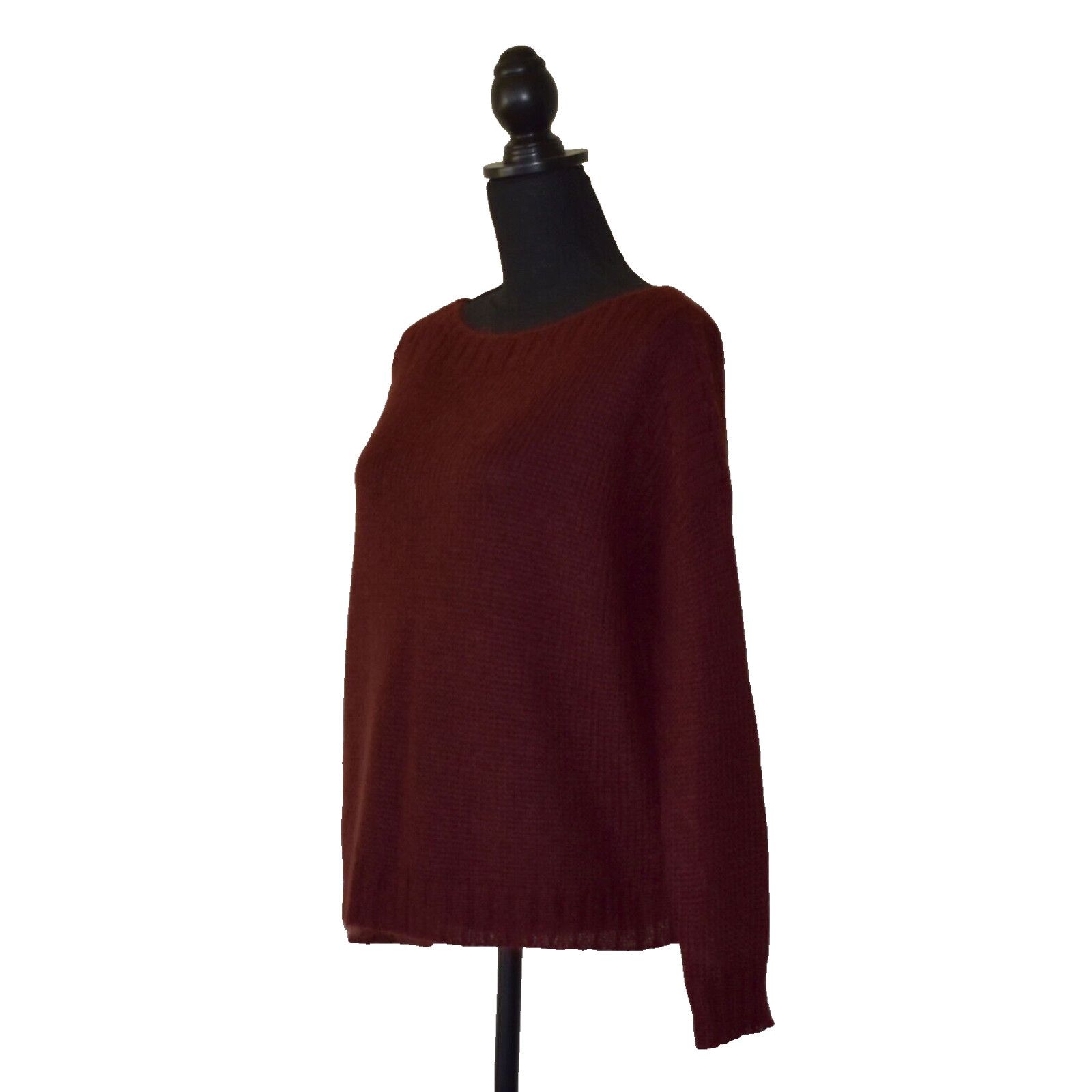 Eileen Fisher EILEEN FISHER Burgundy Mohair Boat Neck Knit Sweater Size S Size S / US 4 / IT 40 - 2 Thumbnail