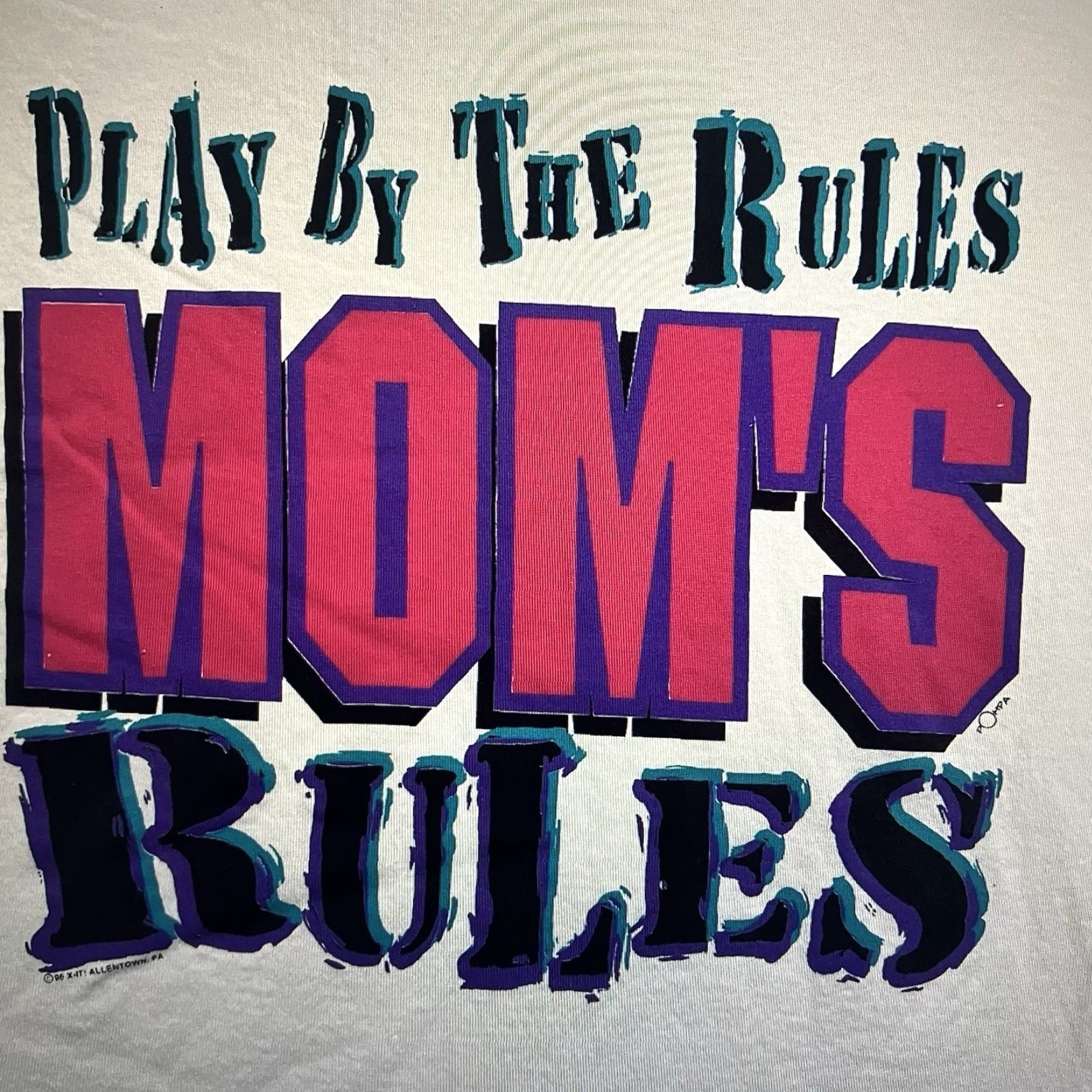Gildan VINTAGE 90s Mom's Rules T-Shirt Unisex Adults Large White Graphic Print Humor Dad Jokes Casual Size US L / EU 52-54 / 3 - 3 Thumbnail