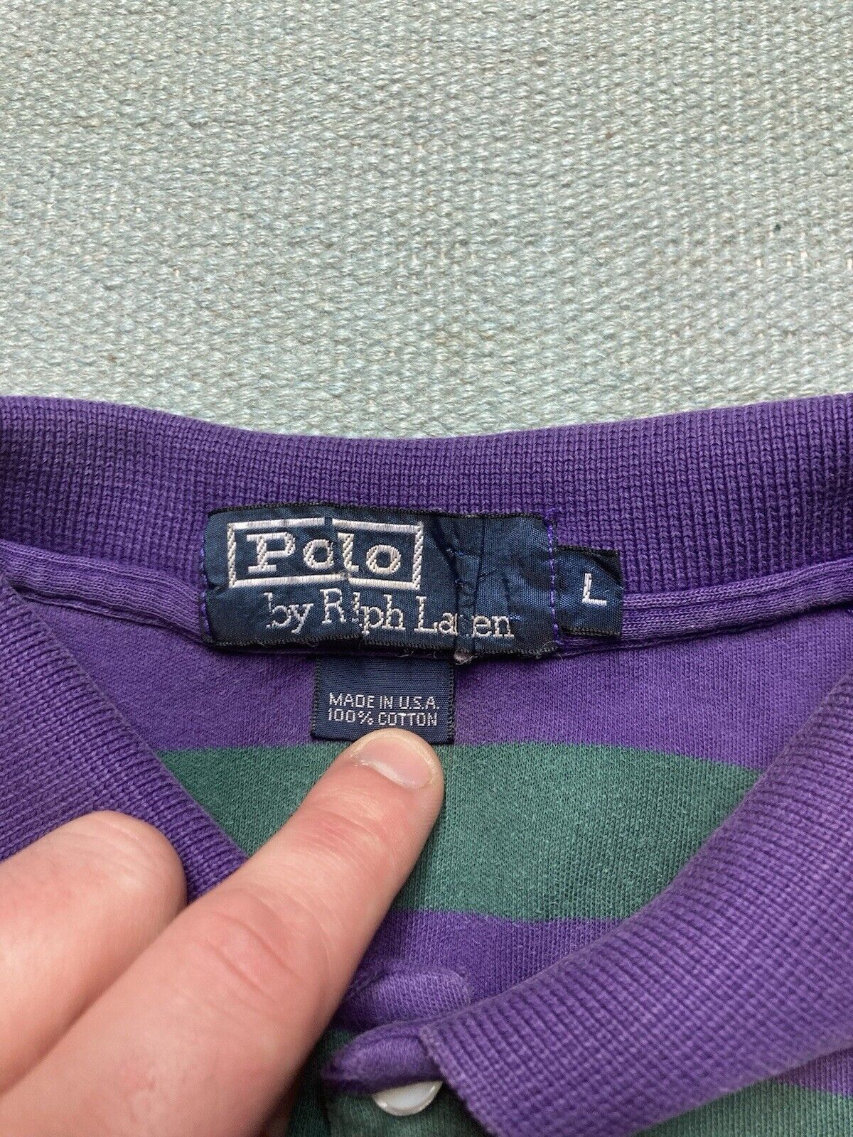 Polo Ralph Lauren × Vintage VTG Ralph Lauren polo shirt striped Charlotte hornets large Size US L / EU 52-54 / 3 - 5 Thumbnail