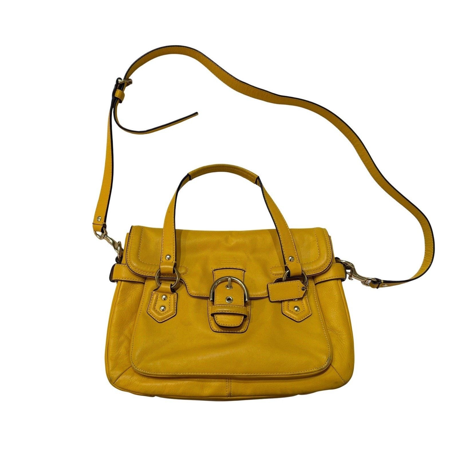 Coach Coach Campbell Satchel Yellow Leather Crossbody Buckle Y2K Size ONE SIZE - 2 Thumbnail