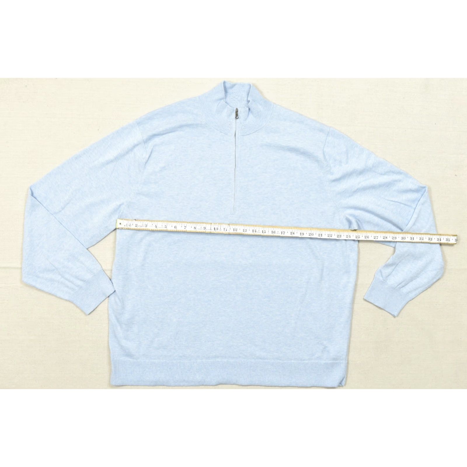 Brooks Brothers Brooks Brothers Men 2XL Supima Cotton Light Blue 1/4 Zip Pullover Sweater Shirt Size US XXL / EU 58 / 5 - 3 Thumbnail
