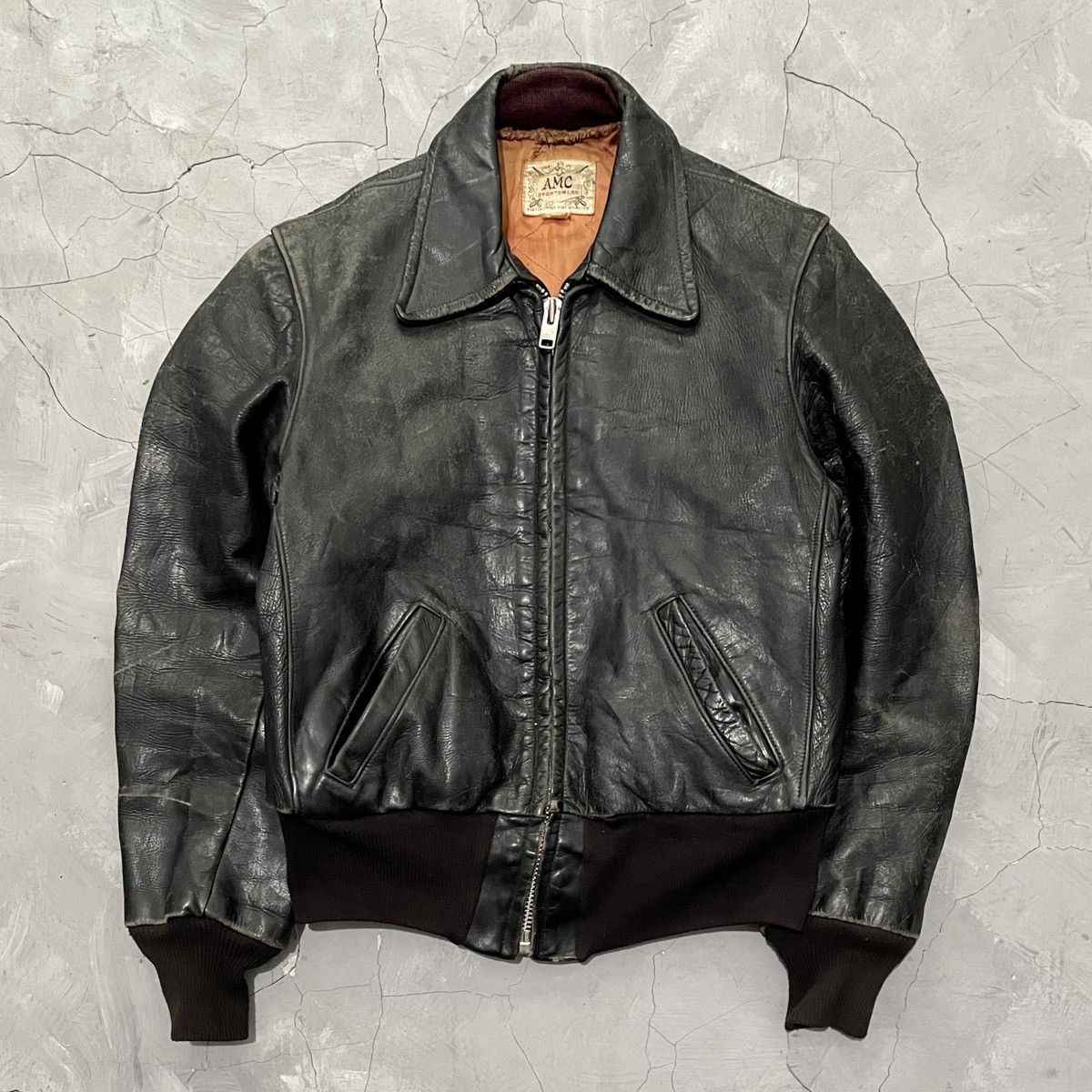 Vintage Rare Vintage 40s Moto Teddy Leather Jacket Distressed ERD Size US M / EU 48-50 / 2 - 1 Thumbnail
