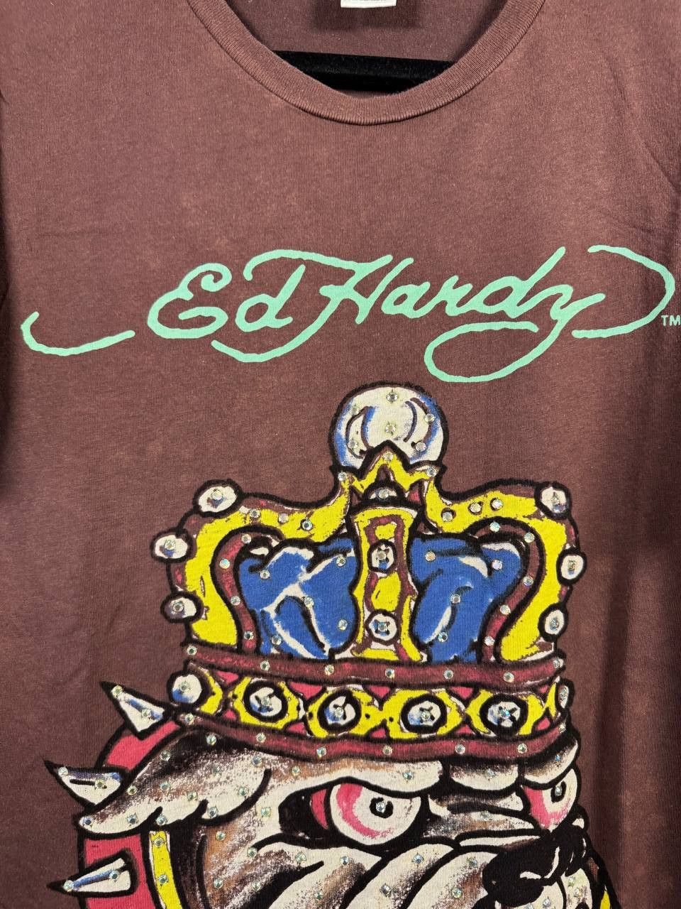 Designer × Ed Hardy × Vintage Don Ed Hardy Brown Bulldog Graphics Printed Logo T-Shirt M Size US M / EU 48-50 / 2 - 7 Thumbnail