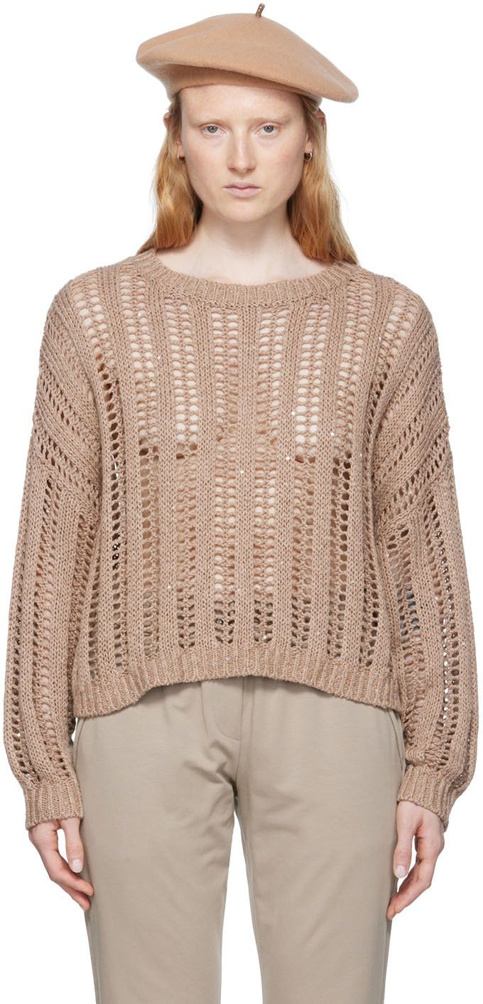 Brunello Cucinelli o1y0825 Crewneck Sweater in Light Brown Size XL / US 12-14 / IT 48-50 - 1 Thumbnail