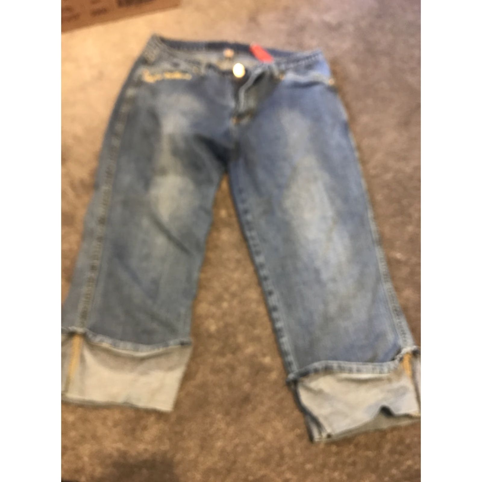 Vintage VINTAGE Apple Bottoms Jeans Cropped Denim Low Rise Embroidered Logo Rhinestone Blue 9/10 Juniors Teens Boxed Womens Mens Size 30" / US 8 / IT 44 - 3 Thumbnail