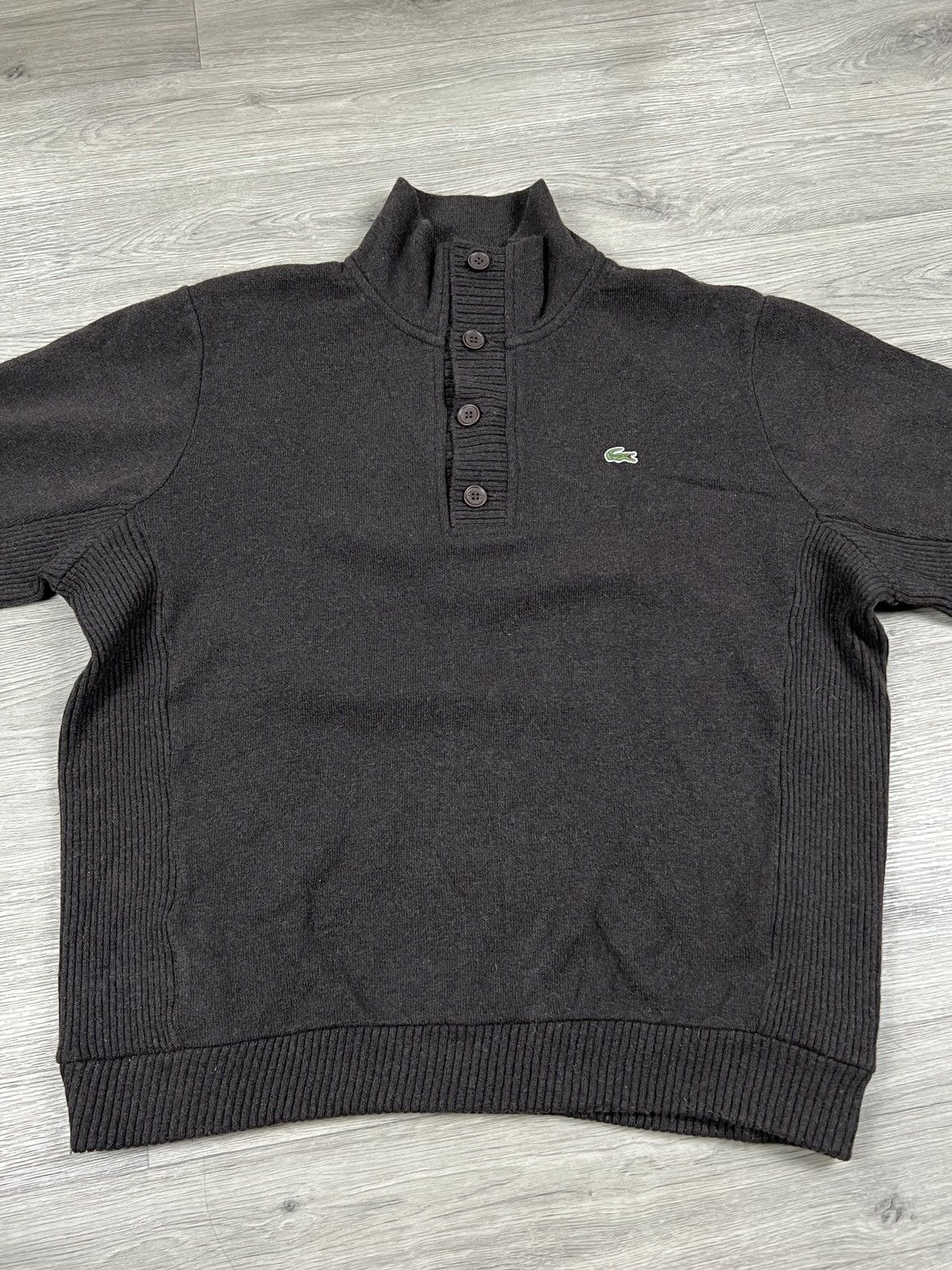 Lacoste Lacoste 90's Knitted Quarter-Button Pullover Wool Jumper Size US L / EU 52-54 / 3 - 3 Thumbnail