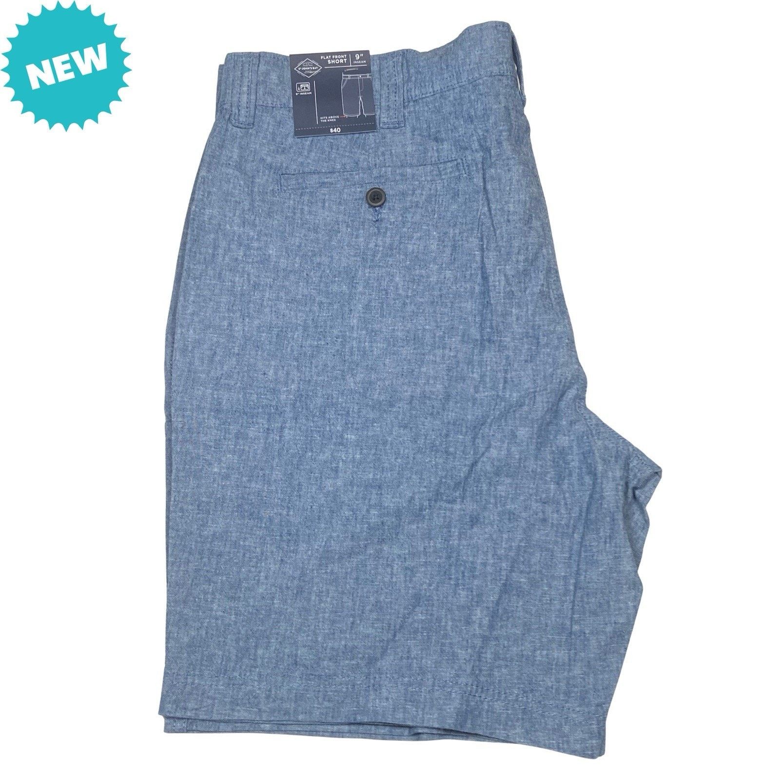 St. Johns Bay St John’s Bay Shorts Men’s Size 40 Navy Linen Flat Front Size US 40 / EU 56 - 1 Thumbnail