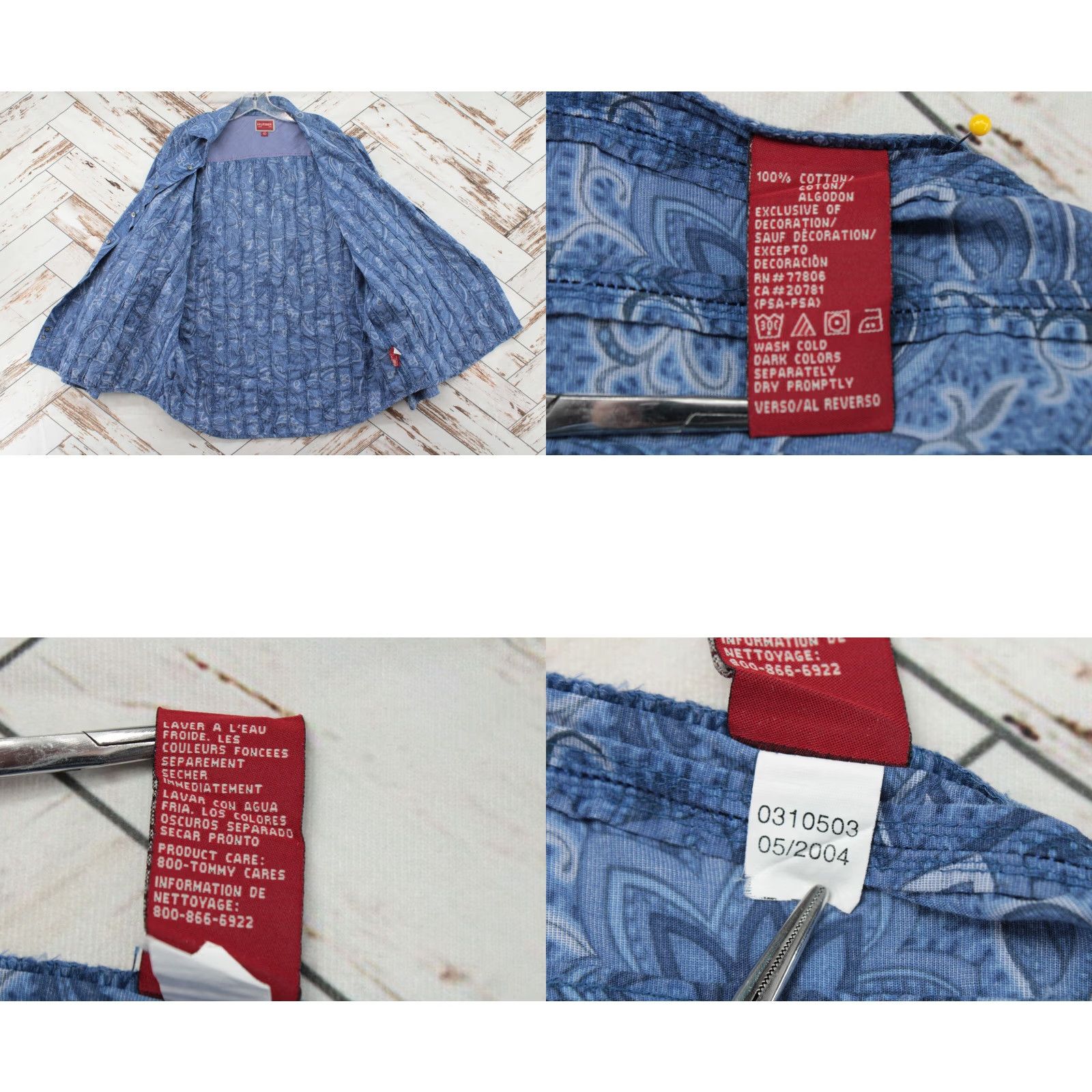 Tommy Hilfiger VINTAGE Tommy Hilfiger Shirt Mens L Blue Paisley Red Label Patch Work Flip Cuff Size US L / EU 52-54 / 3 - 9 Thumbnail