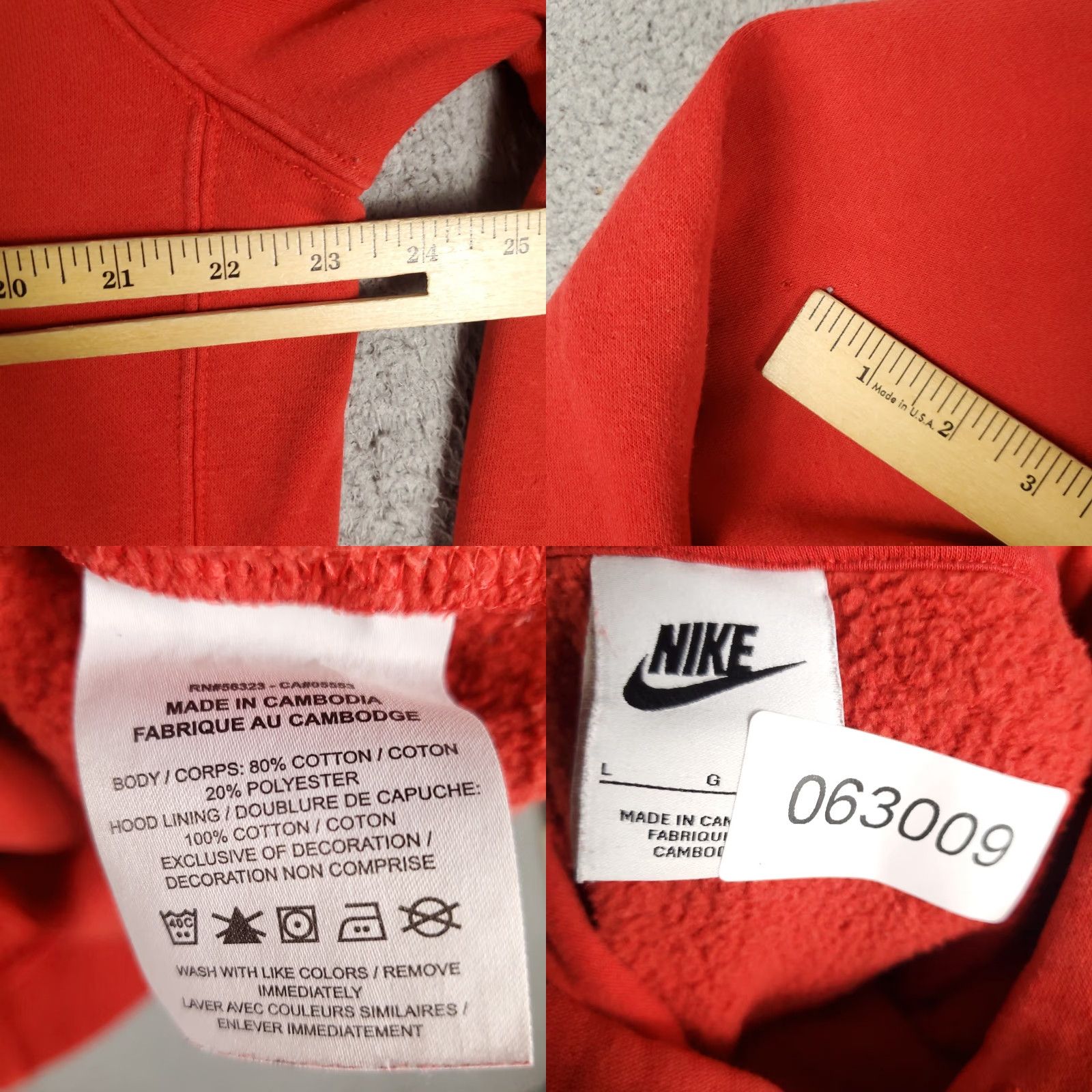 Nike Nike Hoodie Mens L Red Swoosh Pullover Sweatshirt - Mock Neck, Lace Up, Cotton Blend, Fleece, Logo, Regular Fit, All Seasons, Sports, Casual Size US L / EU 52-54 / 3 - 8 Thumbnail