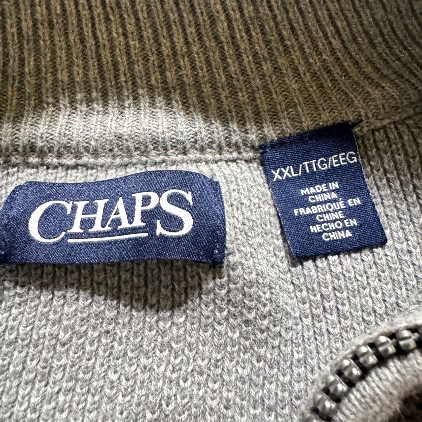 Chaps Chaps Pullover Sweatshirt Men's 2XL Gray Quarter Zip Elbow Pads Cotton Casual Big & Tall Sweatshirt Men Gray 2XL Size US XXL / EU 58 / 5 - 4 Thumbnail