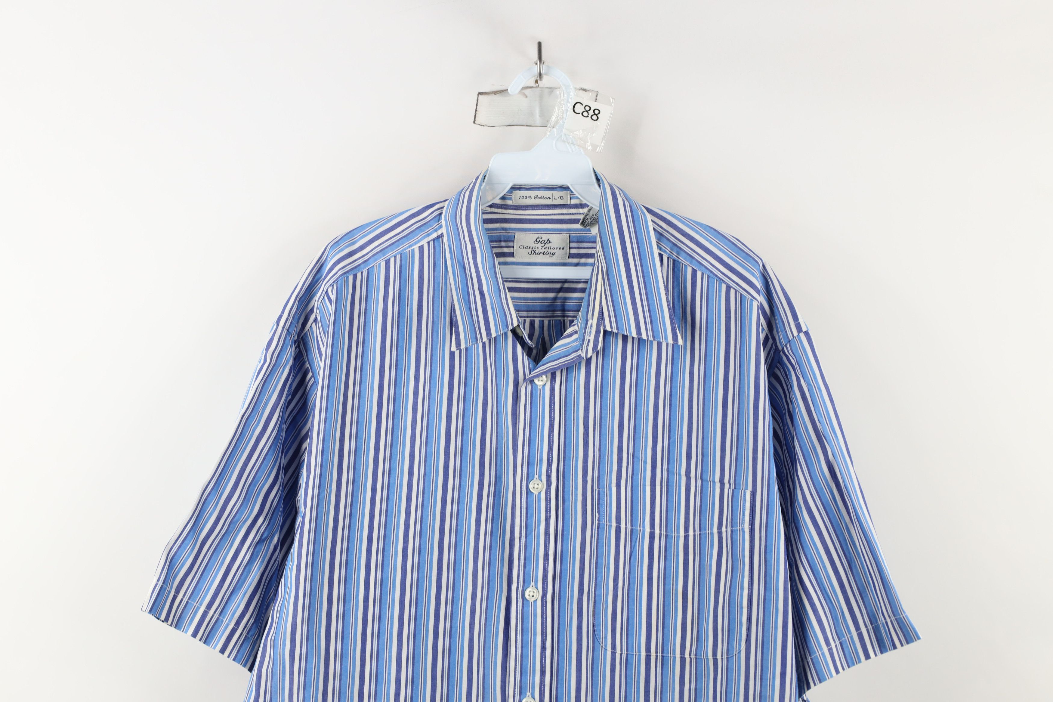 Gap × Vintage Vintage 90s Gap Striped Short Sleeve Collared Button Shirt Size US L / EU 52-54 / 3 - 2 Thumbnail