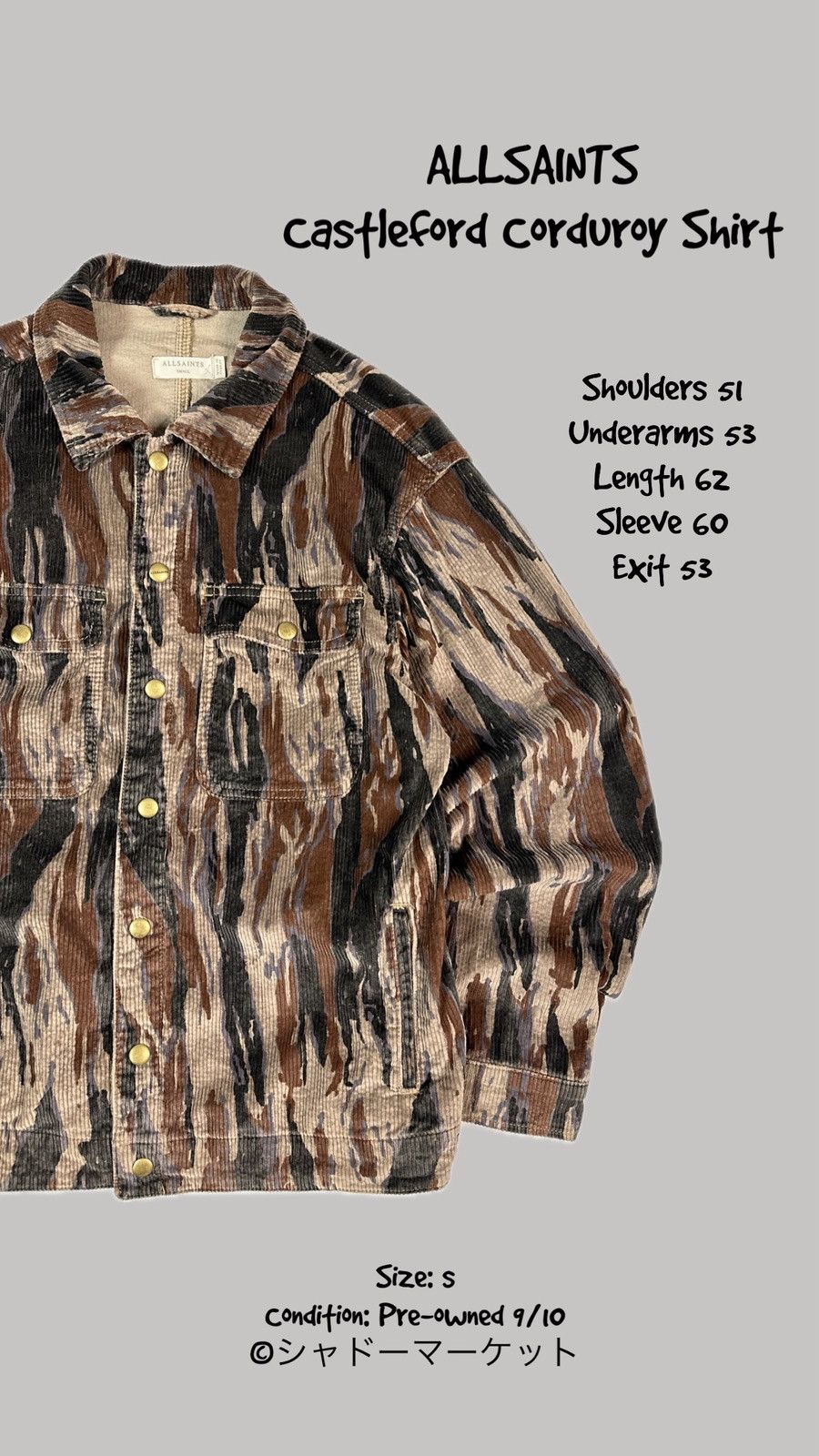 Allsaints AllSaints Castleford Corduroy Shirt Overshirt Brown Pattern Size US S / EU 44-46 / 1 - 1 Thumbnail