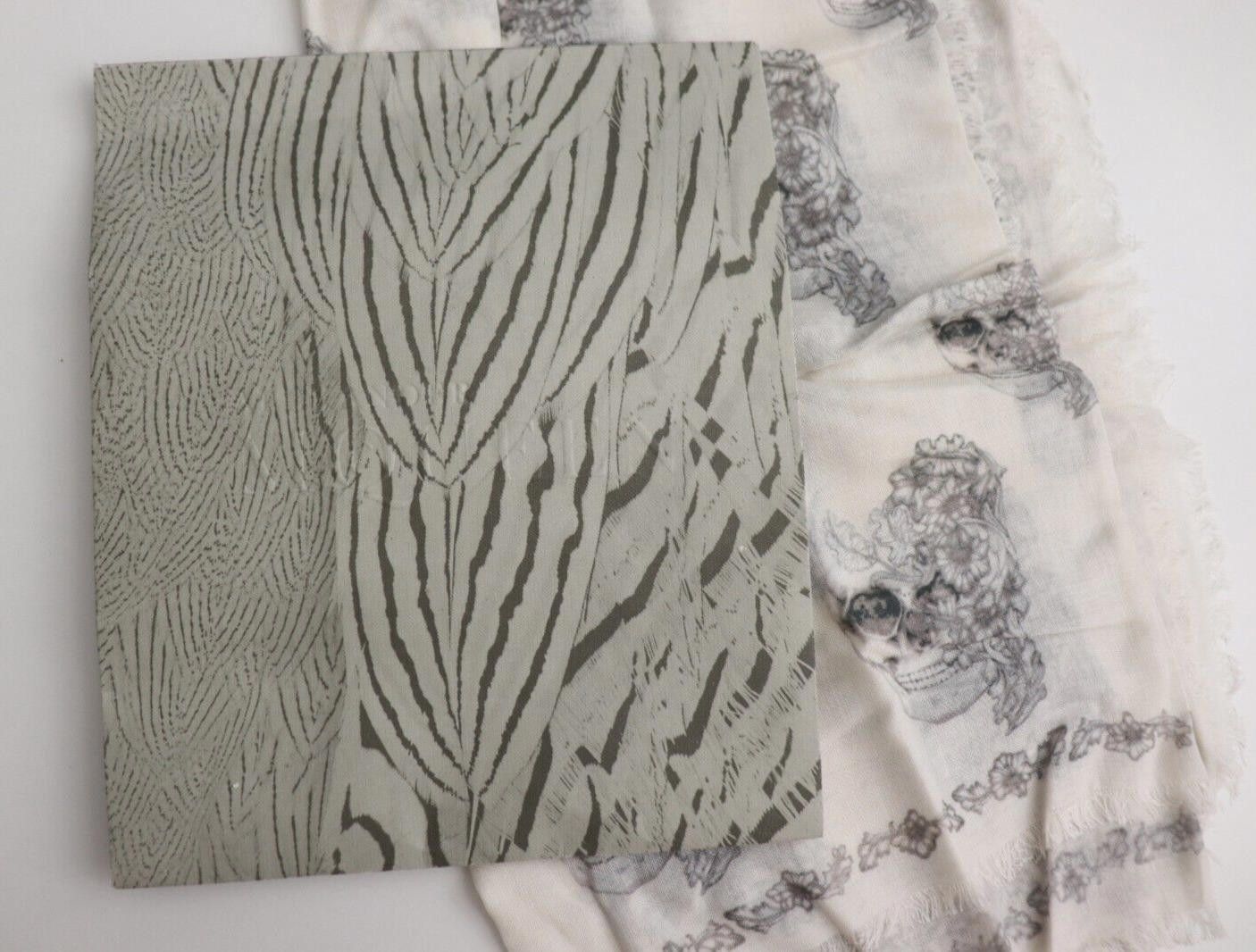 Alexander McQueen Alexander McQueen 38" White Black Floral Skull Scarf NWOT Size ONE SIZE - 2 Thumbnail