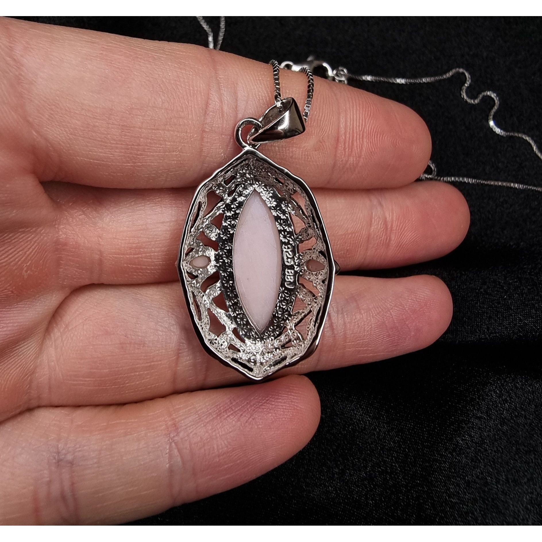 Other Pink Agate Pendant Necklace In Sterling Silver 925 BBJ Signe Size ONE SIZE - 7 Thumbnail