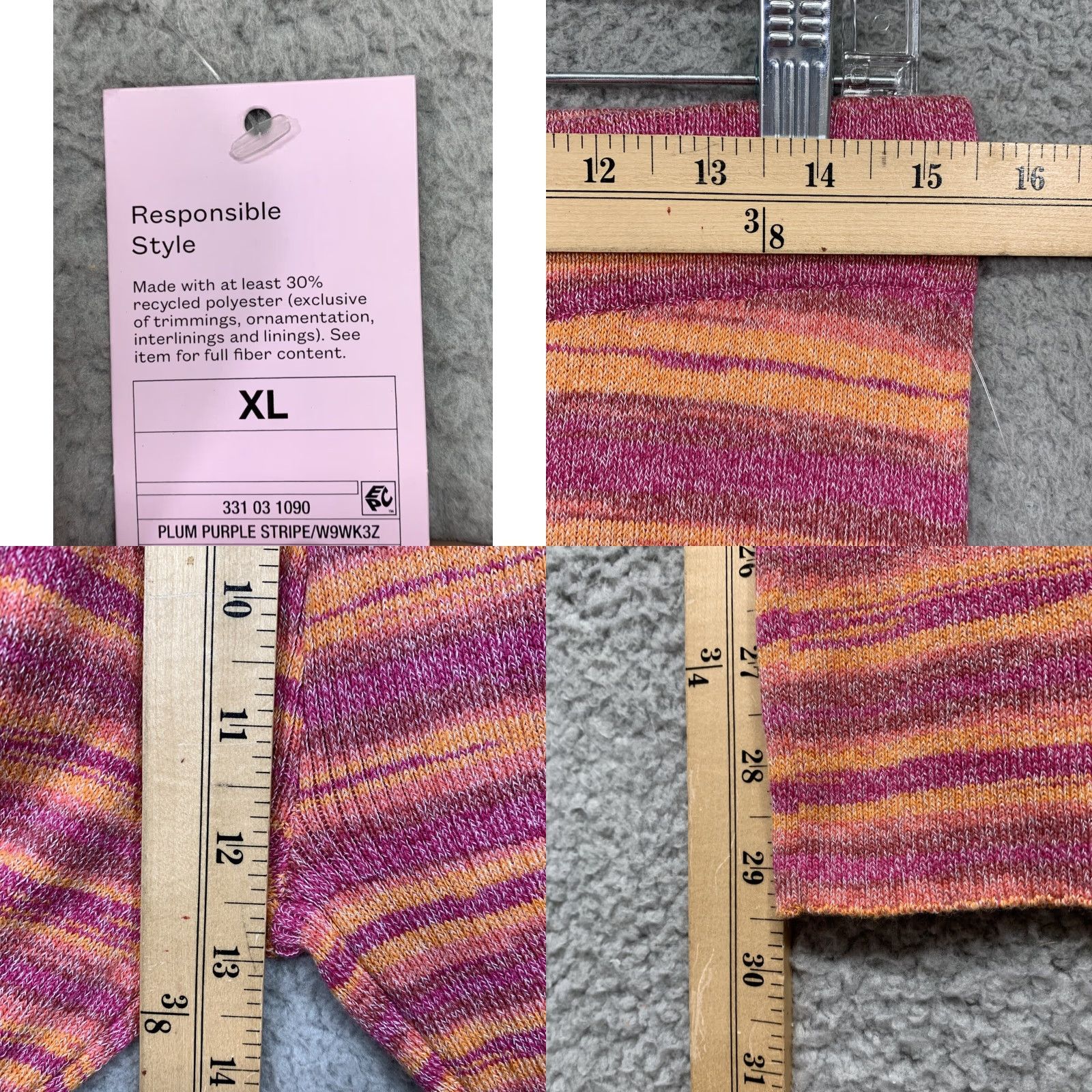 Vintage NEW Wild Fable Misses/Teens Pants XL Stretch Soft Plumb Purple Orange Stripe NWT Size 40" / US 18 - 8 Thumbnail