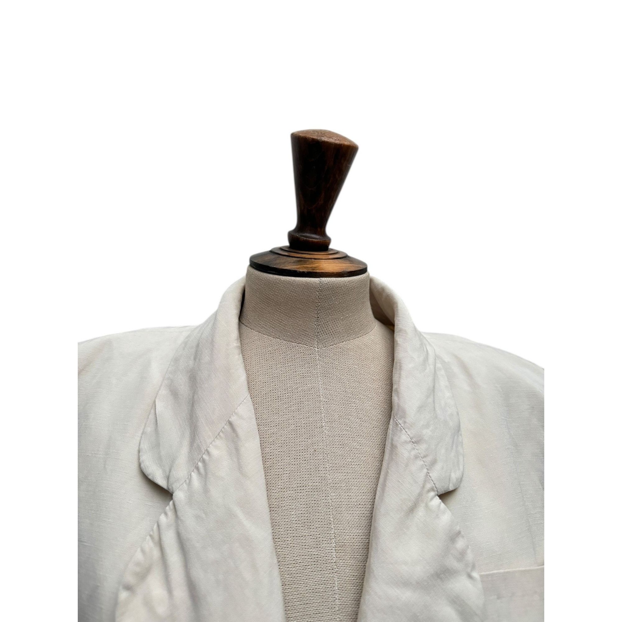 Yves Saint Laurent 1980s Beige Linen Blazer Jacket Size M / US 6-8 / IT 42-44 - 3 Thumbnail