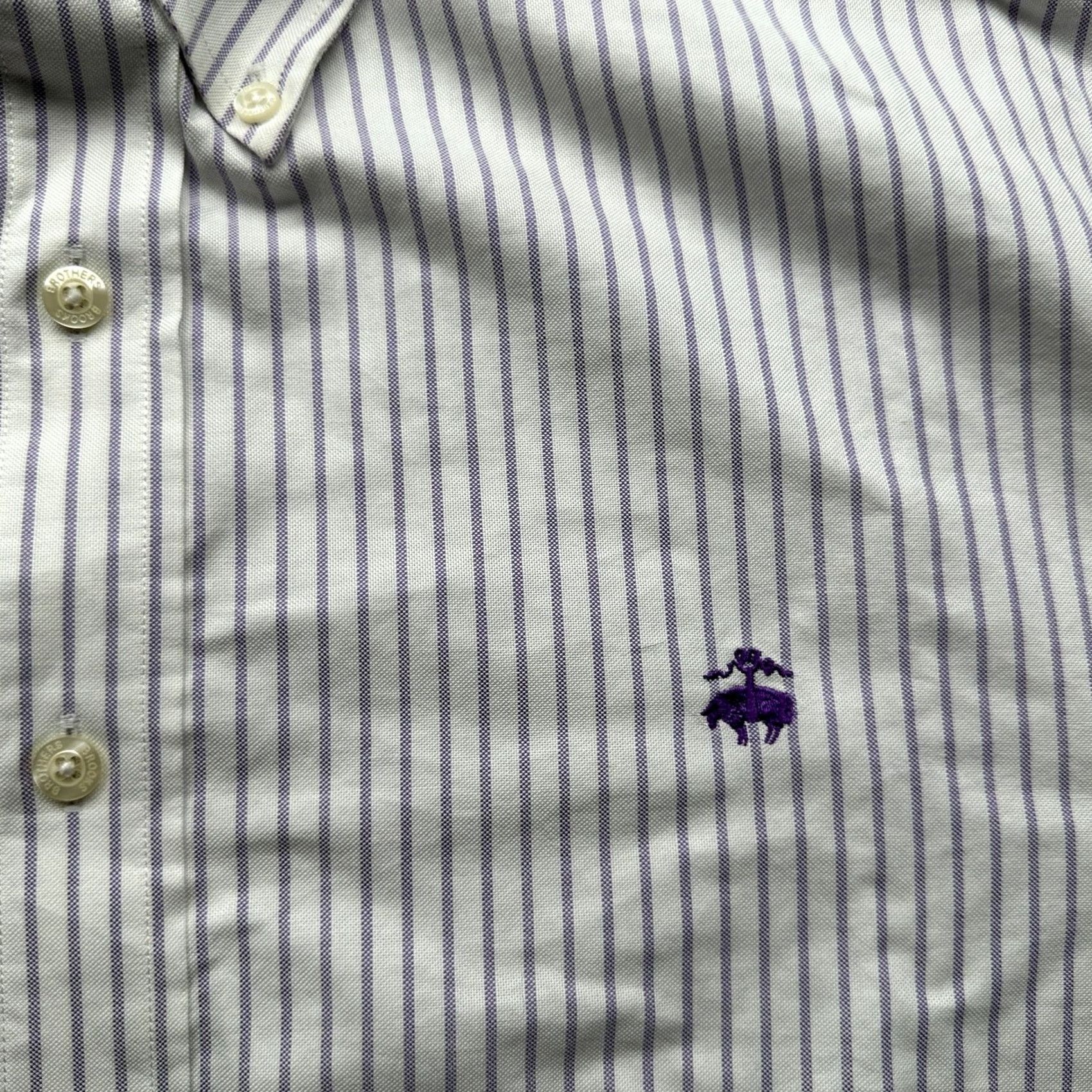 Brooks Brothers Brooks Brothers Original Polo Button Up Shirt Mens XL Long Sleeve Purple Striped Size US XL / EU 56 / 4 - 7 Thumbnail